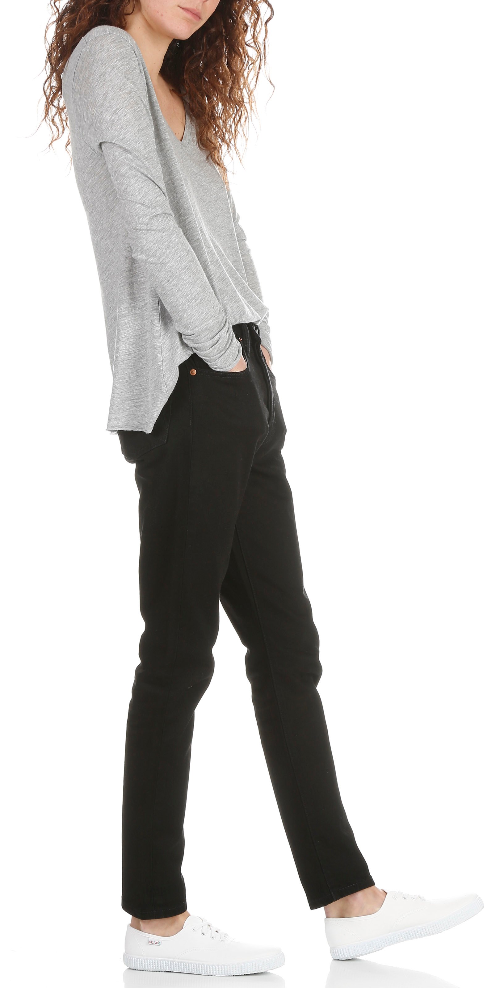 Tee-shirt col v en coton mélangé jacksonville AMERICAN VINTAGE Gris