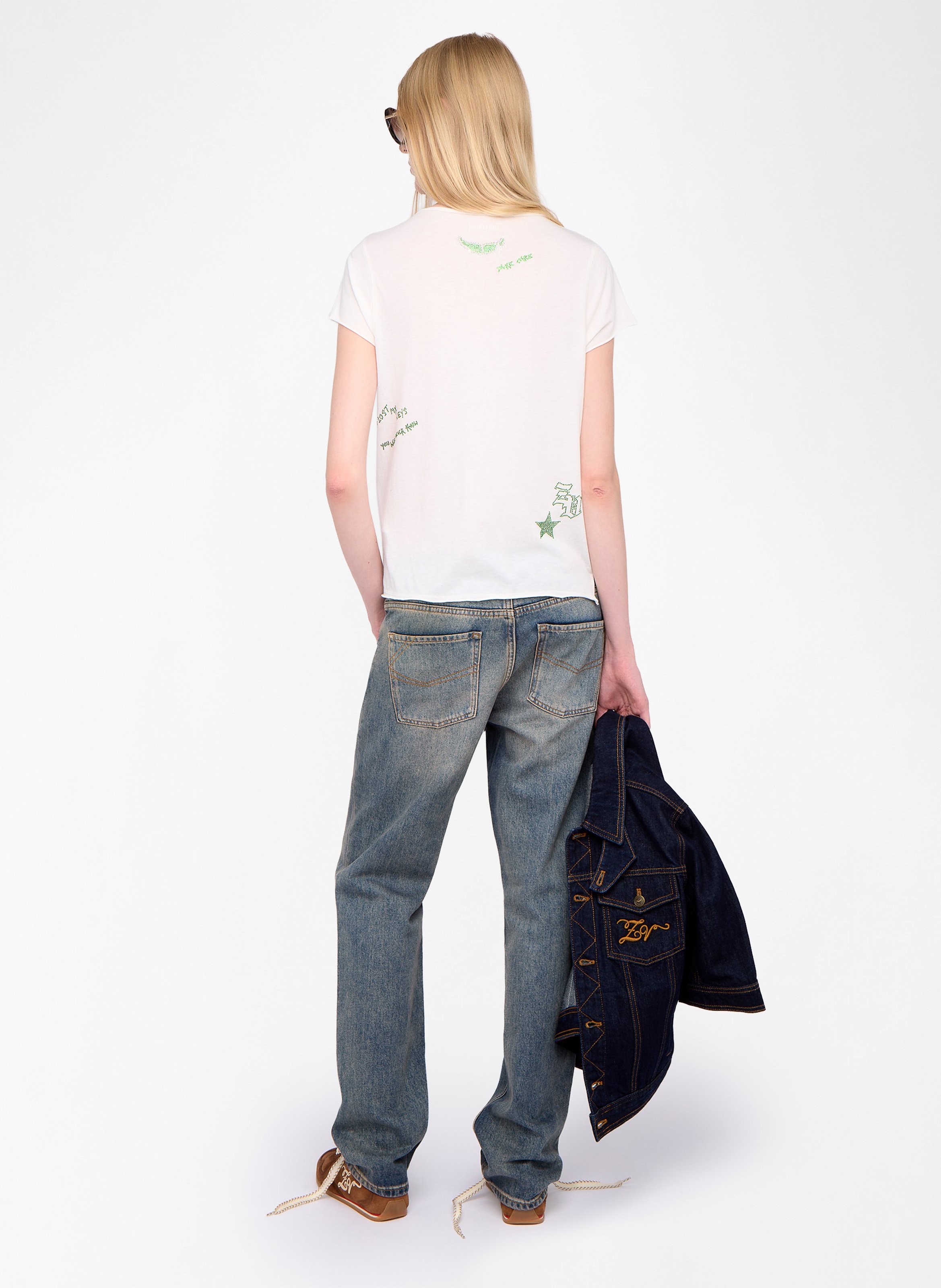 Tee-shirt col tunisien en coton tunisien Blanc