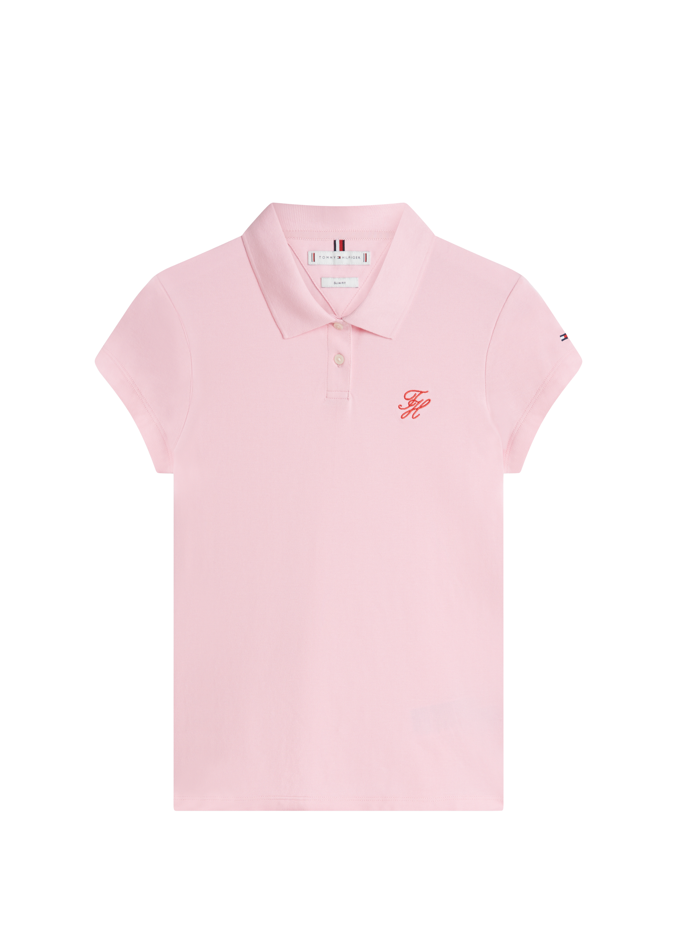 Polo slim brodé en coton mélangé TOMMY HILFIGER Rose