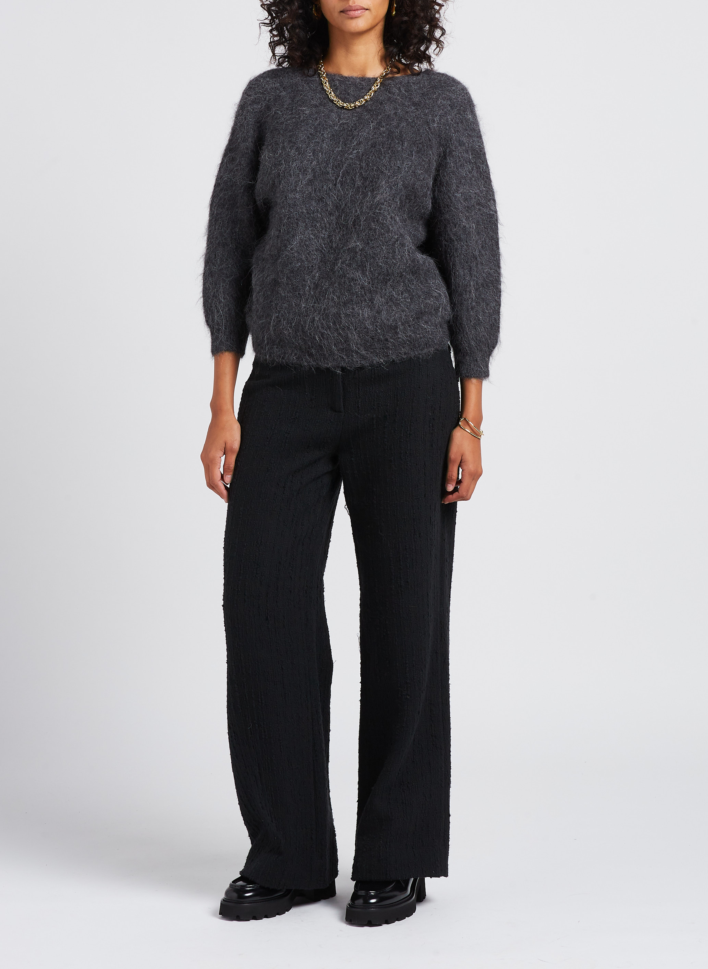 Pull col v en laine mélangé fill BA&SH Noir