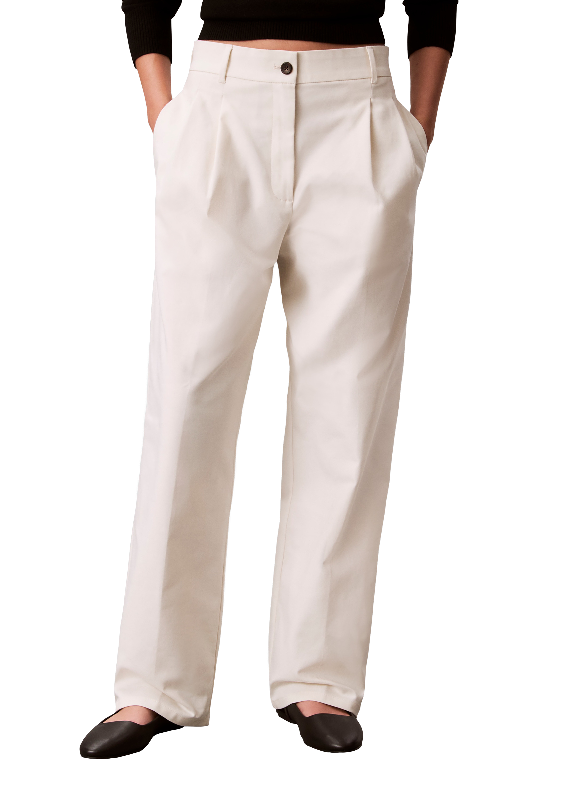 Cotton blend straight trousers CALVIN KLEIN Beige