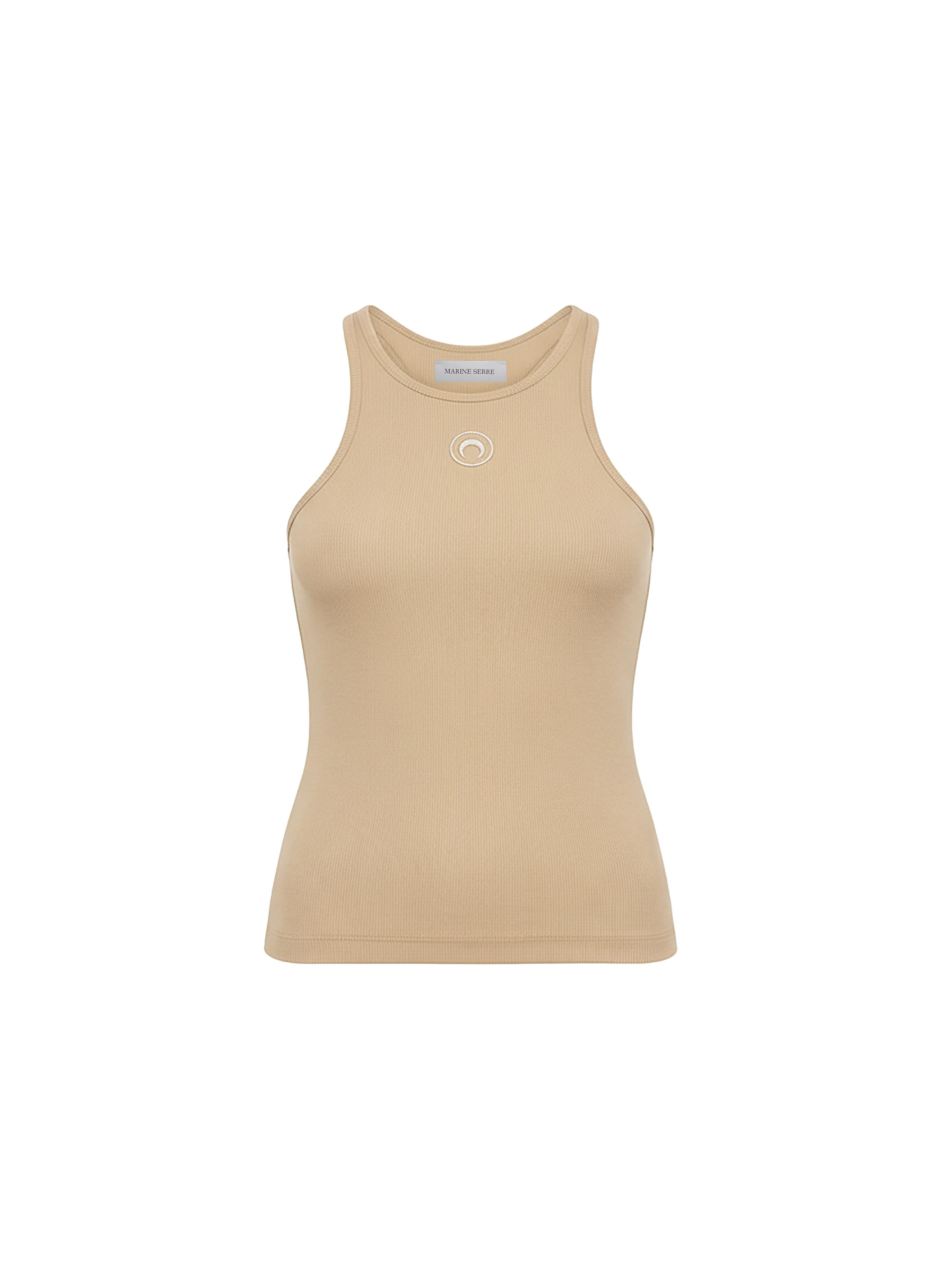 Débardeur logo moon en jersey côtelé de coton biologique MARINE SERRE Beige