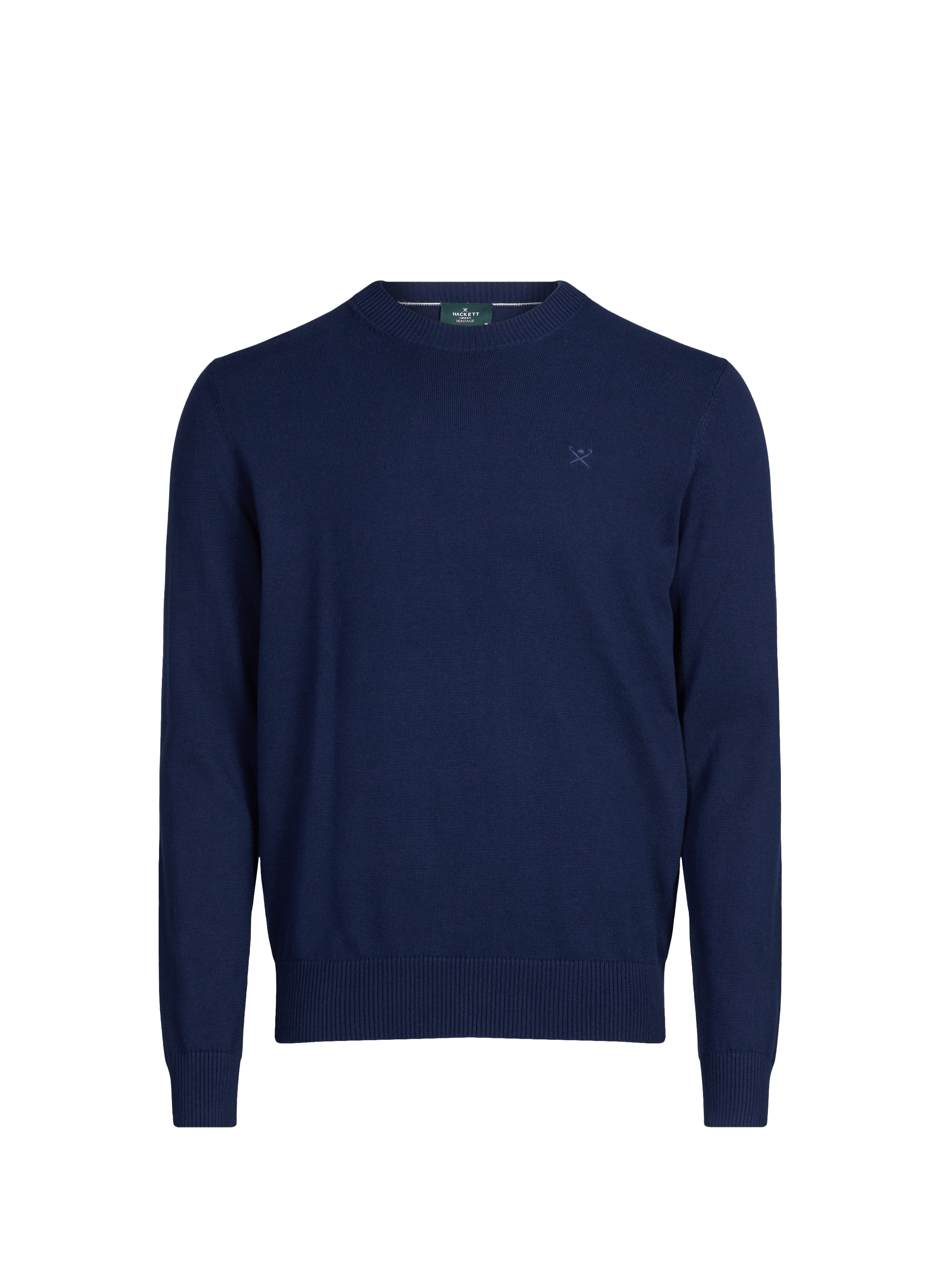 Pull droit à col rond en coton HACKETT Bleu