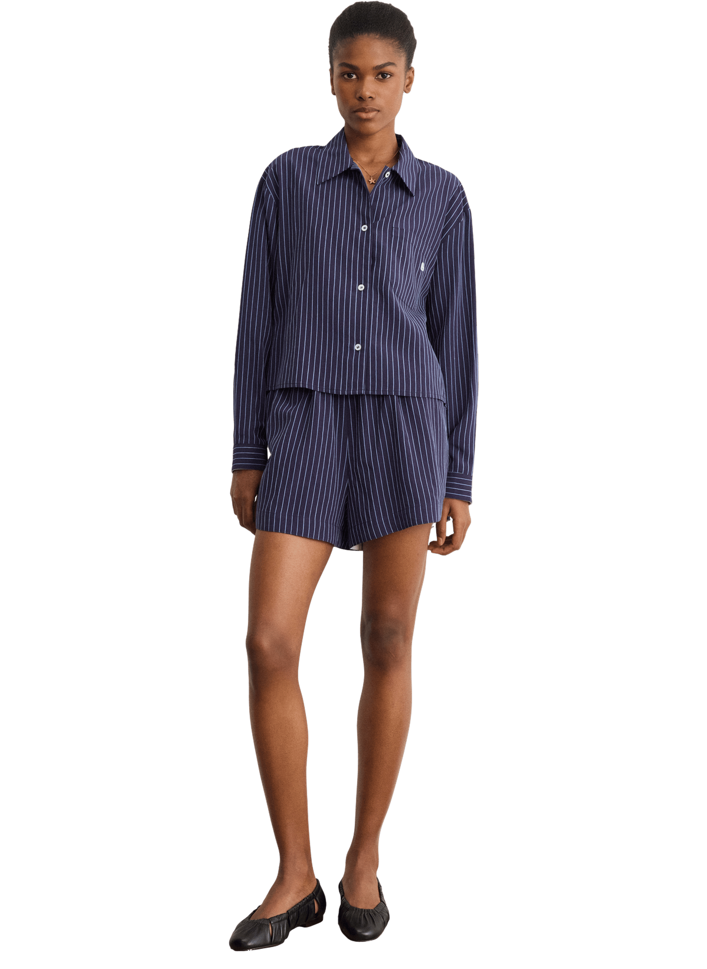 Chemise courte à rayures - cassia PABLO Bleu