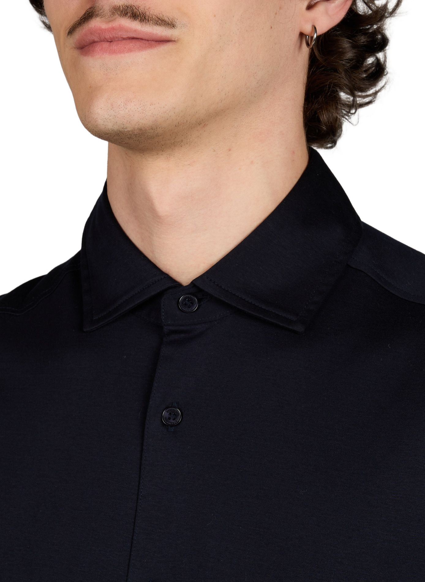 Solid short-sleeve cotton shirt STRELLSON Blue