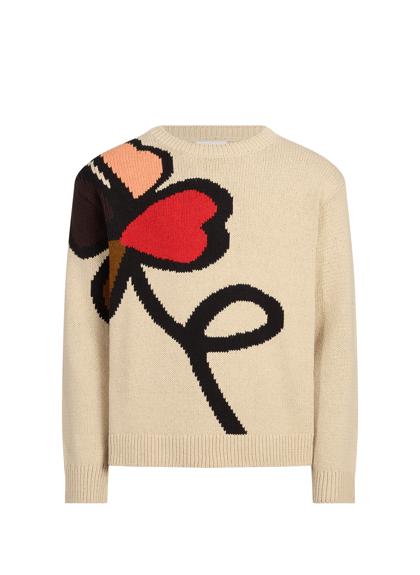 Oversized round neck jacquard organic cotton sweater NN.07 Beige