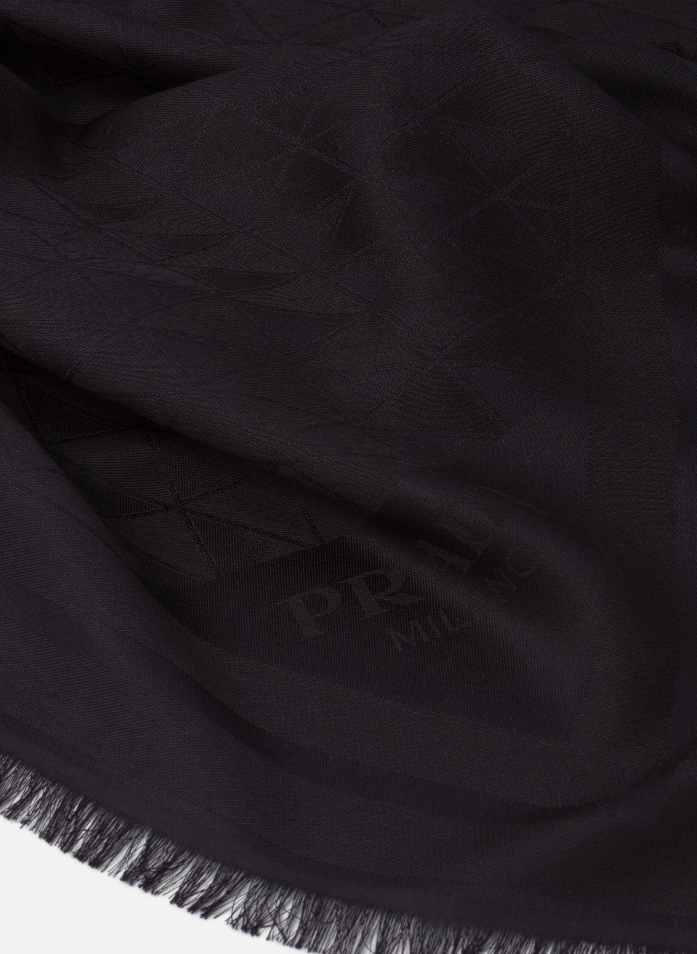 Châle symbole en jacquard de soie et de laine PRADA Noir