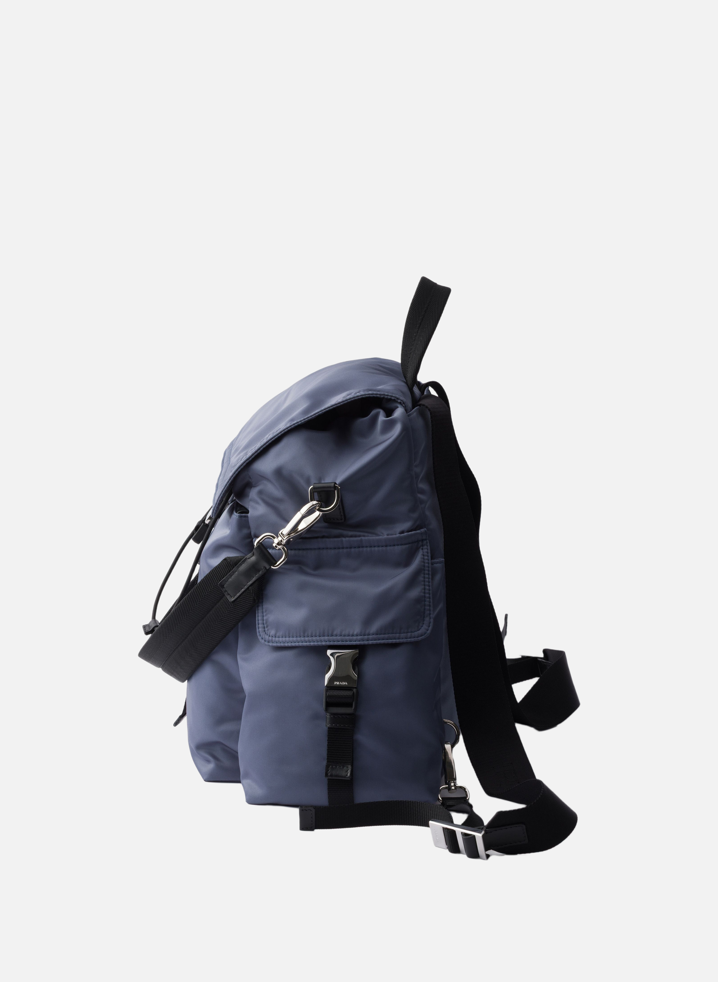 Sac à dos prada explore en re-nylon et cuir PRADA Bleu