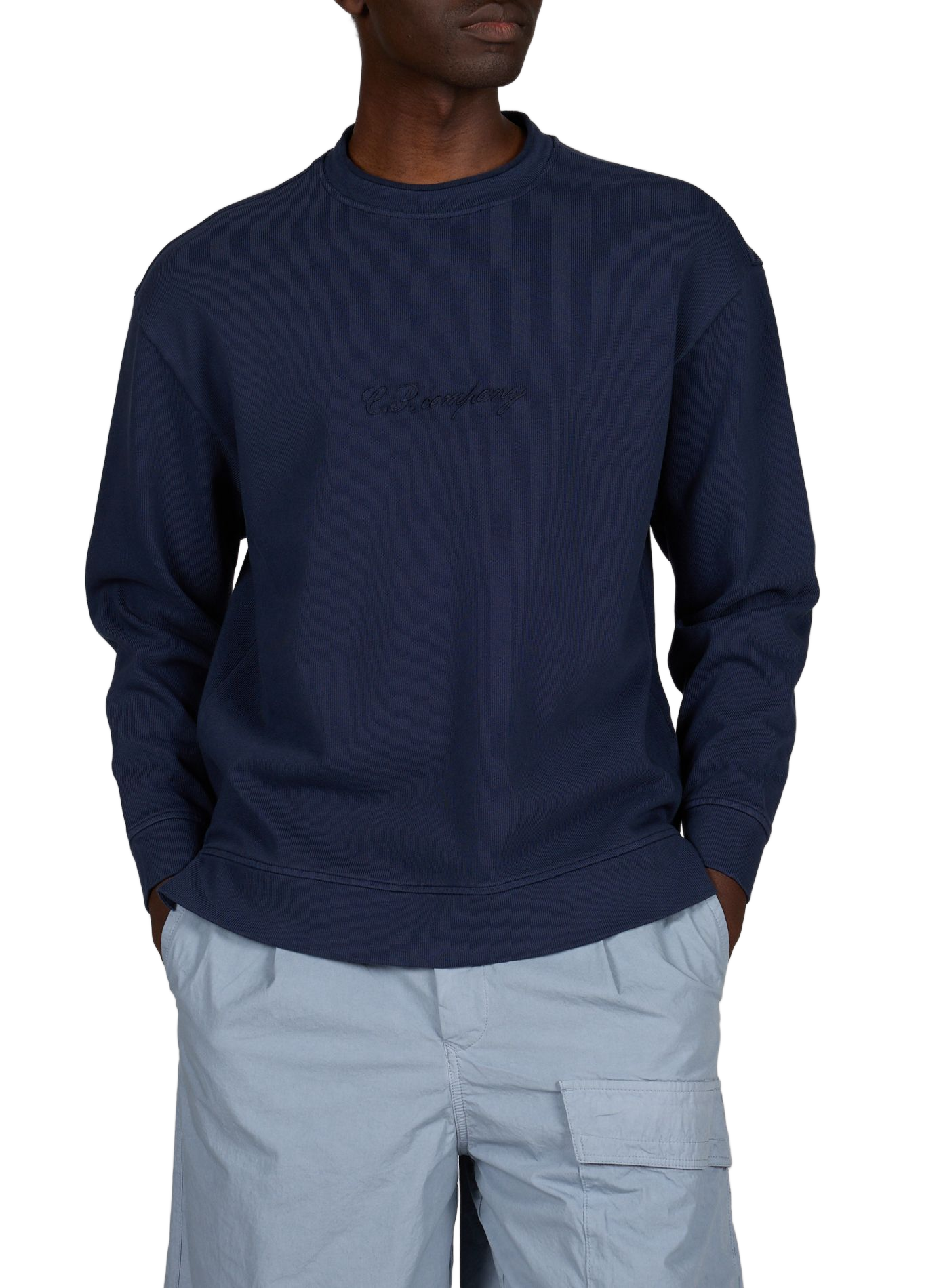 Straight sweatshirt in cotton knit CP COMPANY Blue