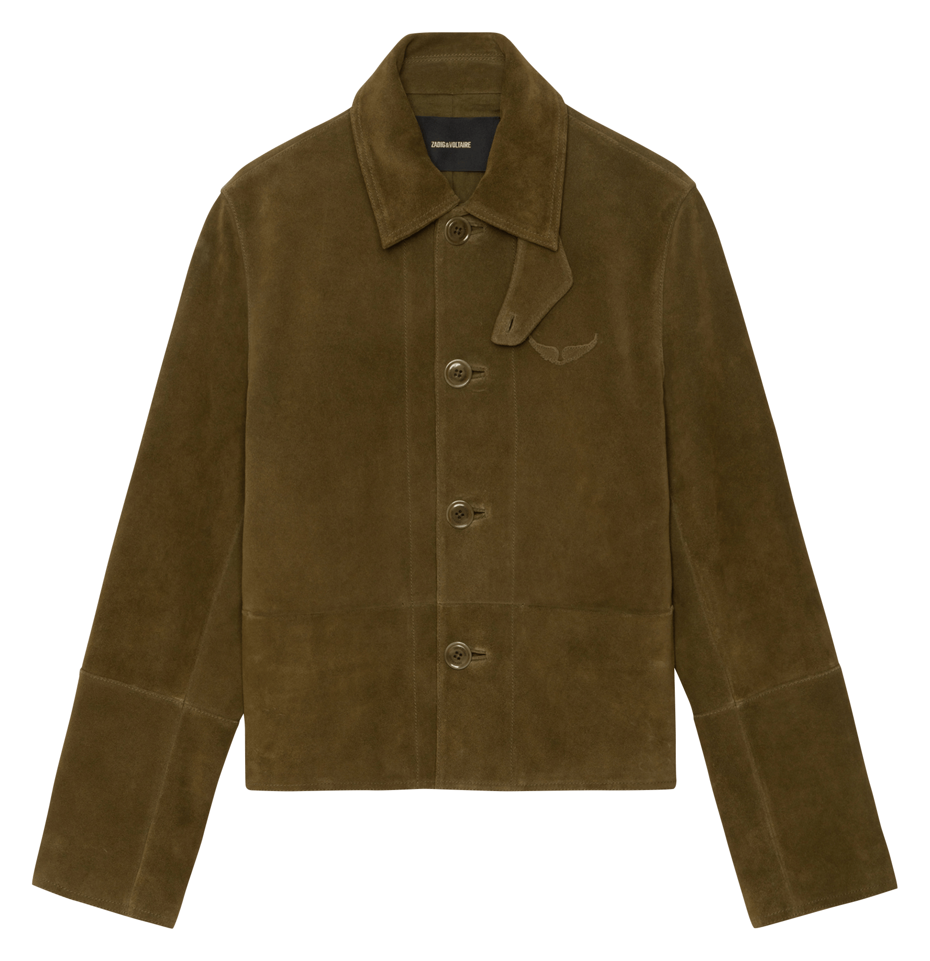 Veste droite boutonnée en cuir lessa ZADIG&VOLTAIRE Kaki