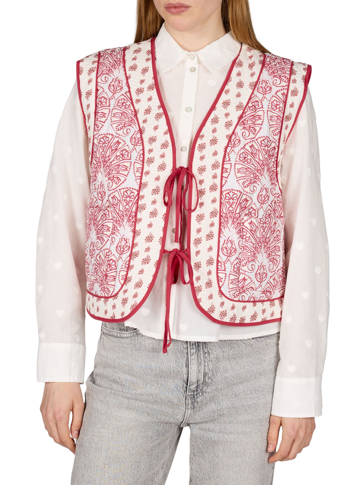 Videlphine Sleeveless Tie-Front Vest VILA Beige