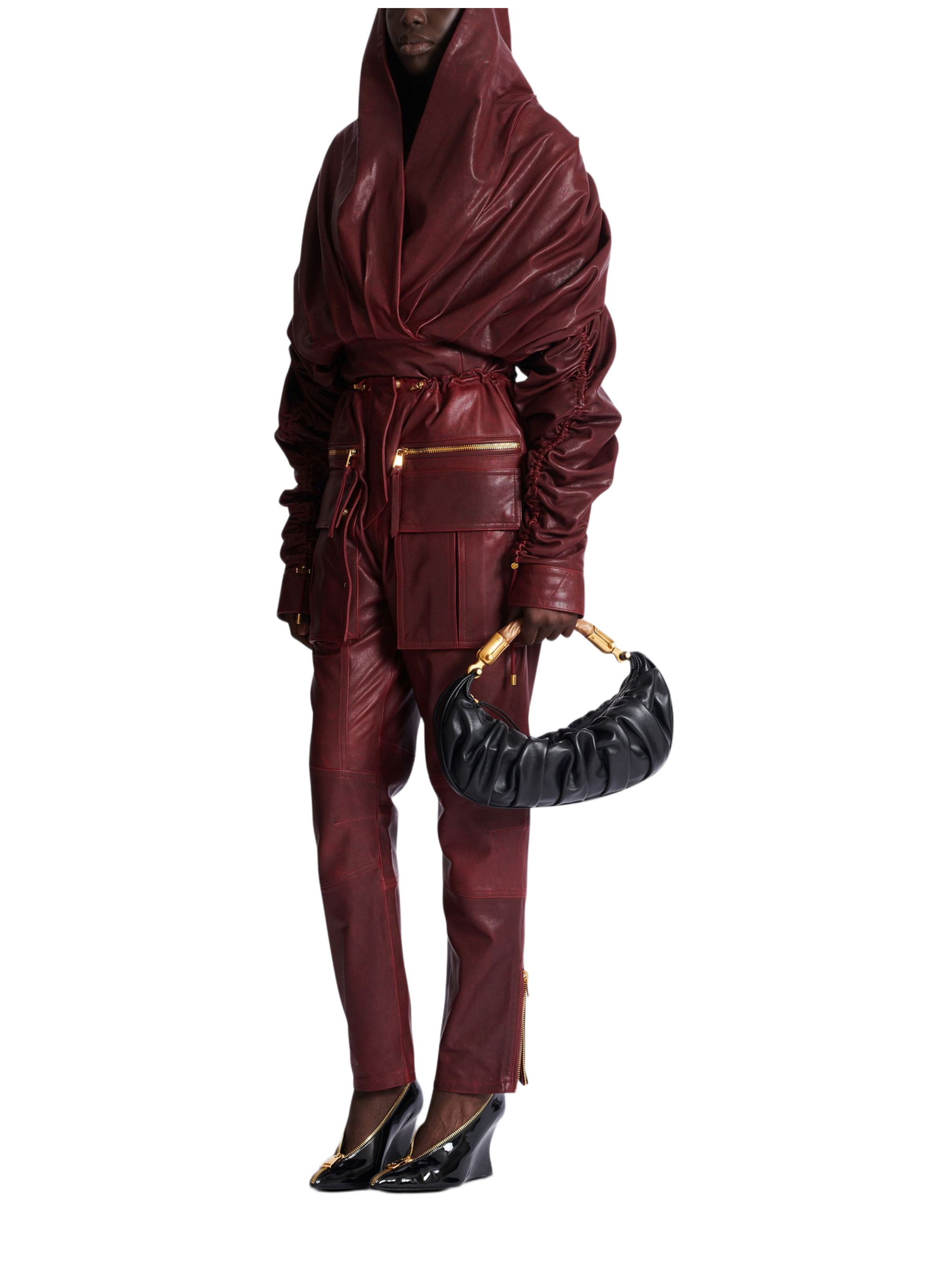 Sac ebene medium en cuir de veau BALMAIN Noir