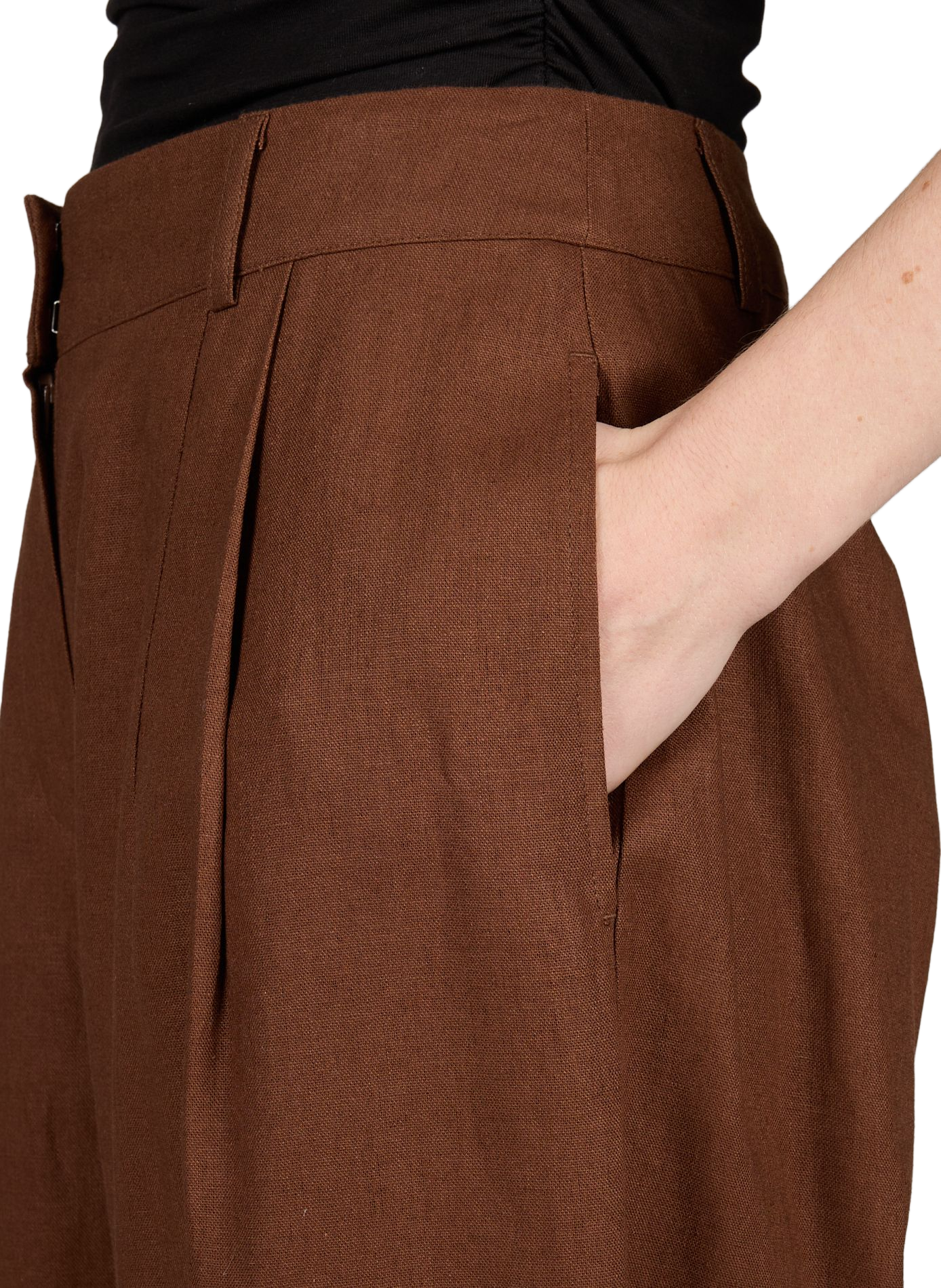 Solid linen blend trousers TOPSHOP Brown