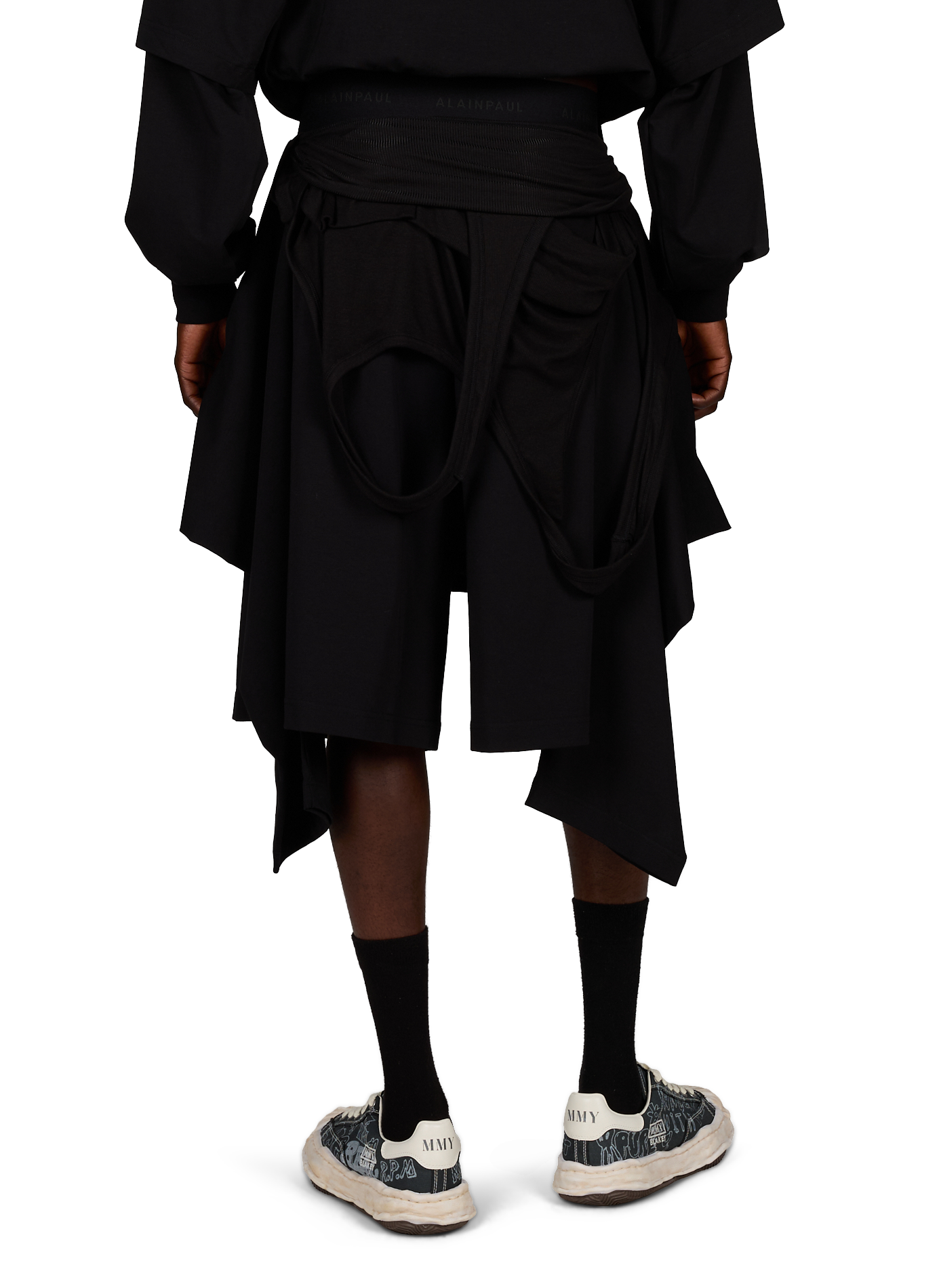 Short à empiècements superposés en coton mélangé  ALAINPAUL Noir