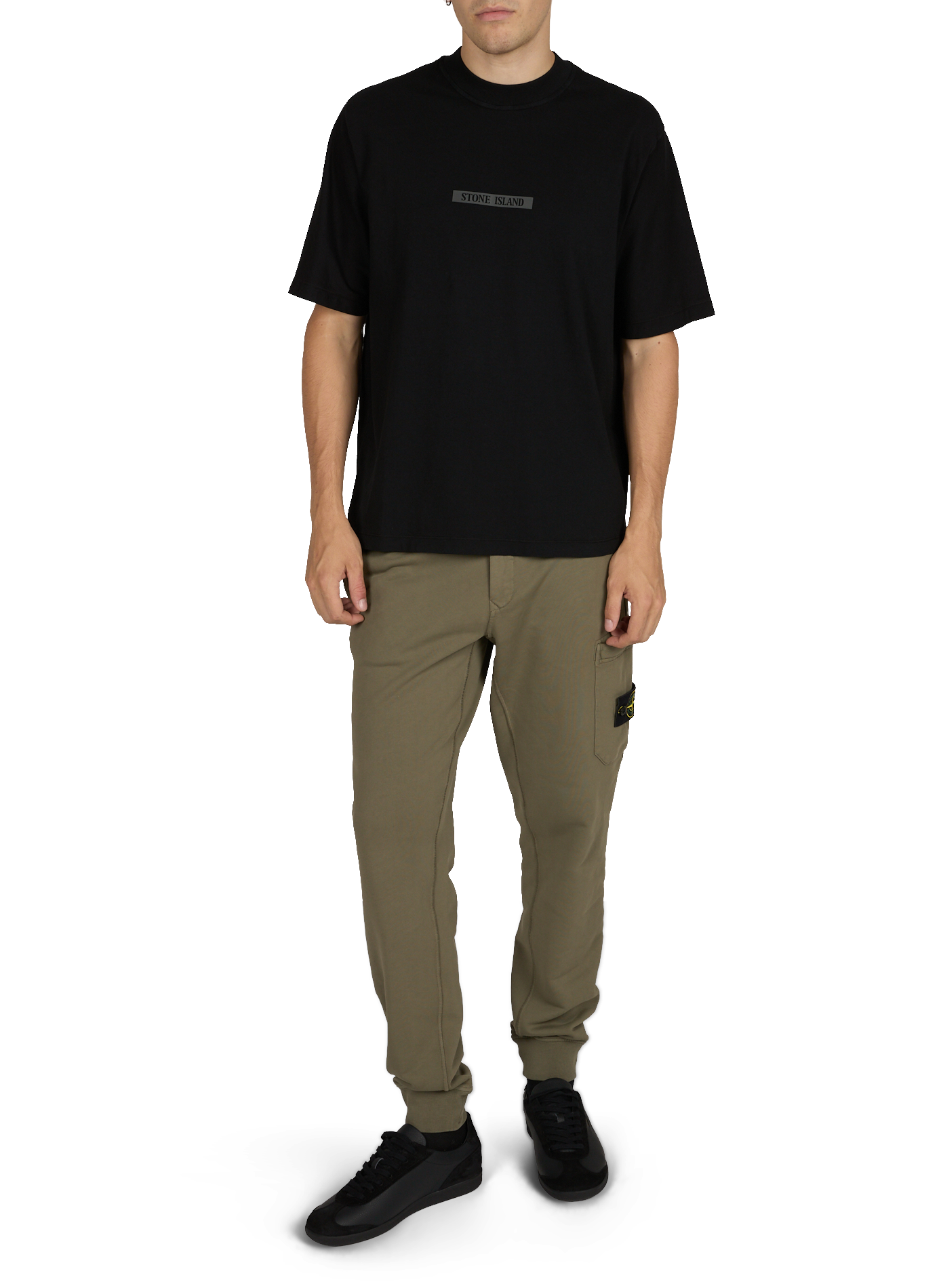 Gerader Baumwoll-T-Shirt STONE ISLAND Schwarz