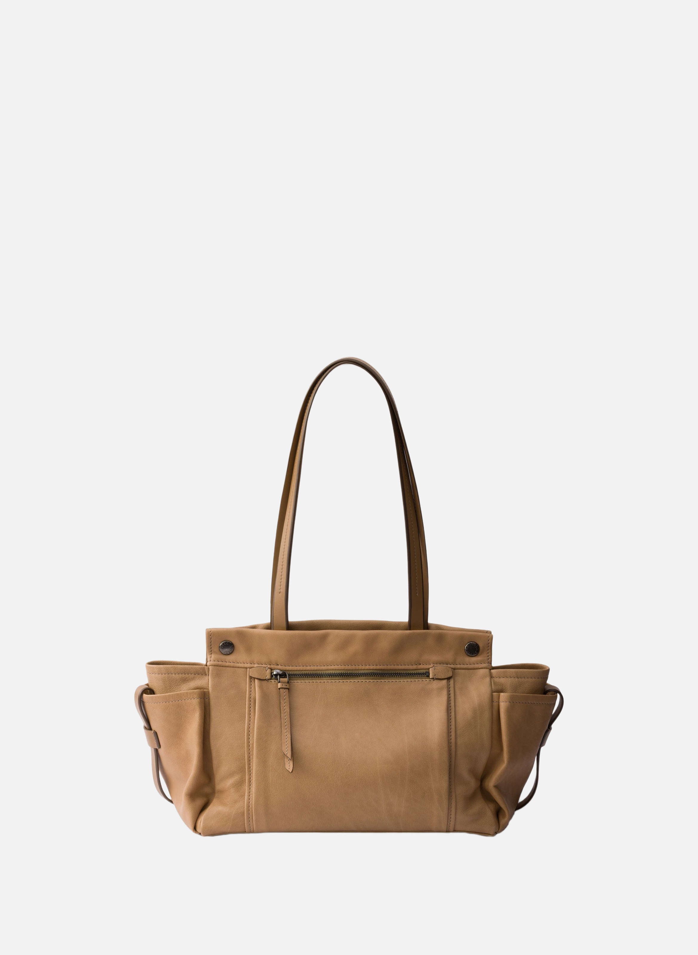Grand cabas en cuir prada route PRADA Beige