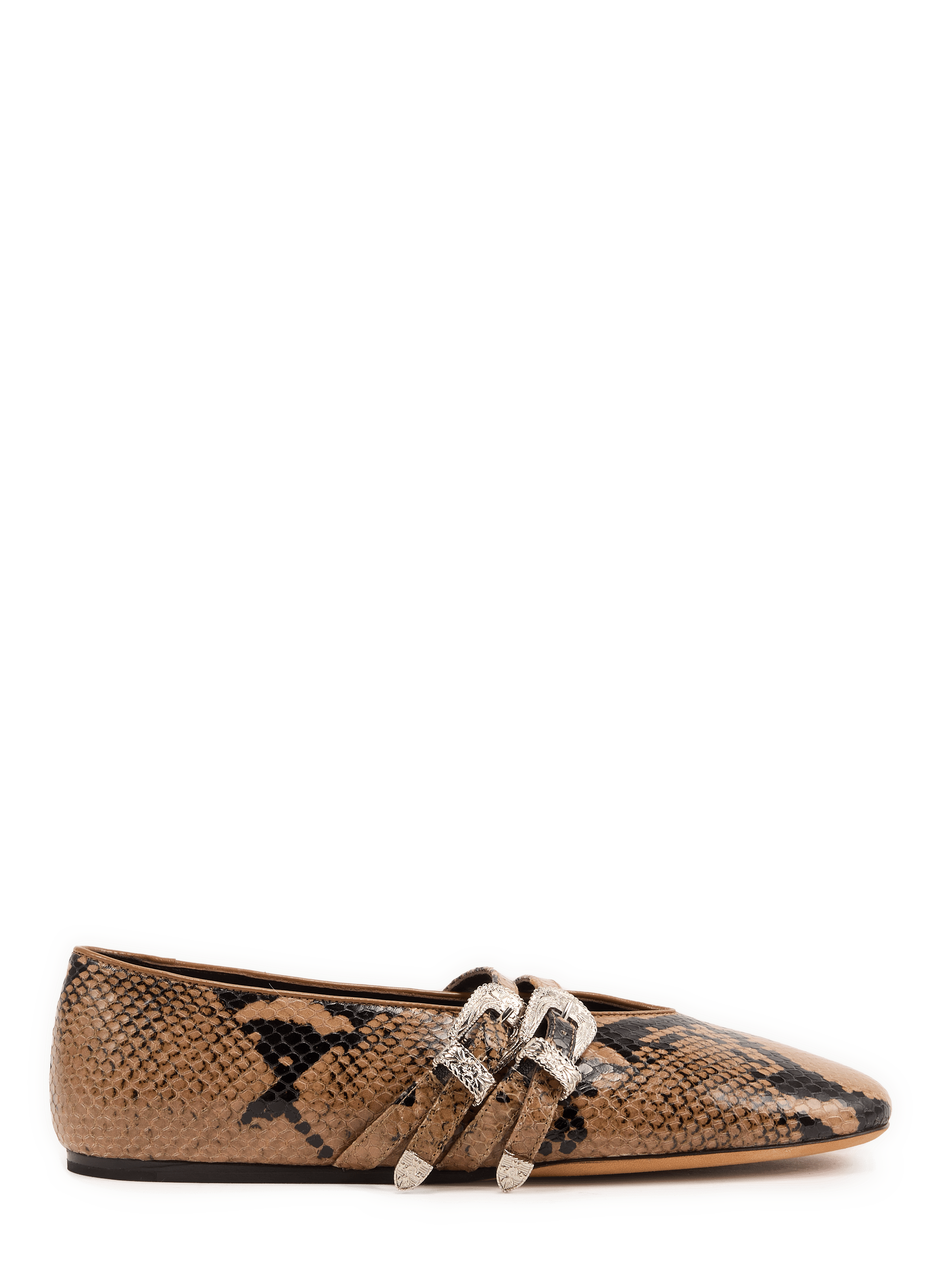 Claudia leather snake-effect ankle strap ballerina flats LE MONDE BÉRYL