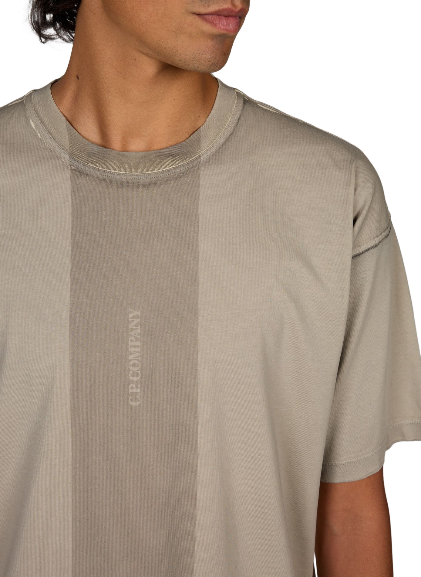 Zweifarbiges Rundhals-T-Shirt CP COMPANY Beige