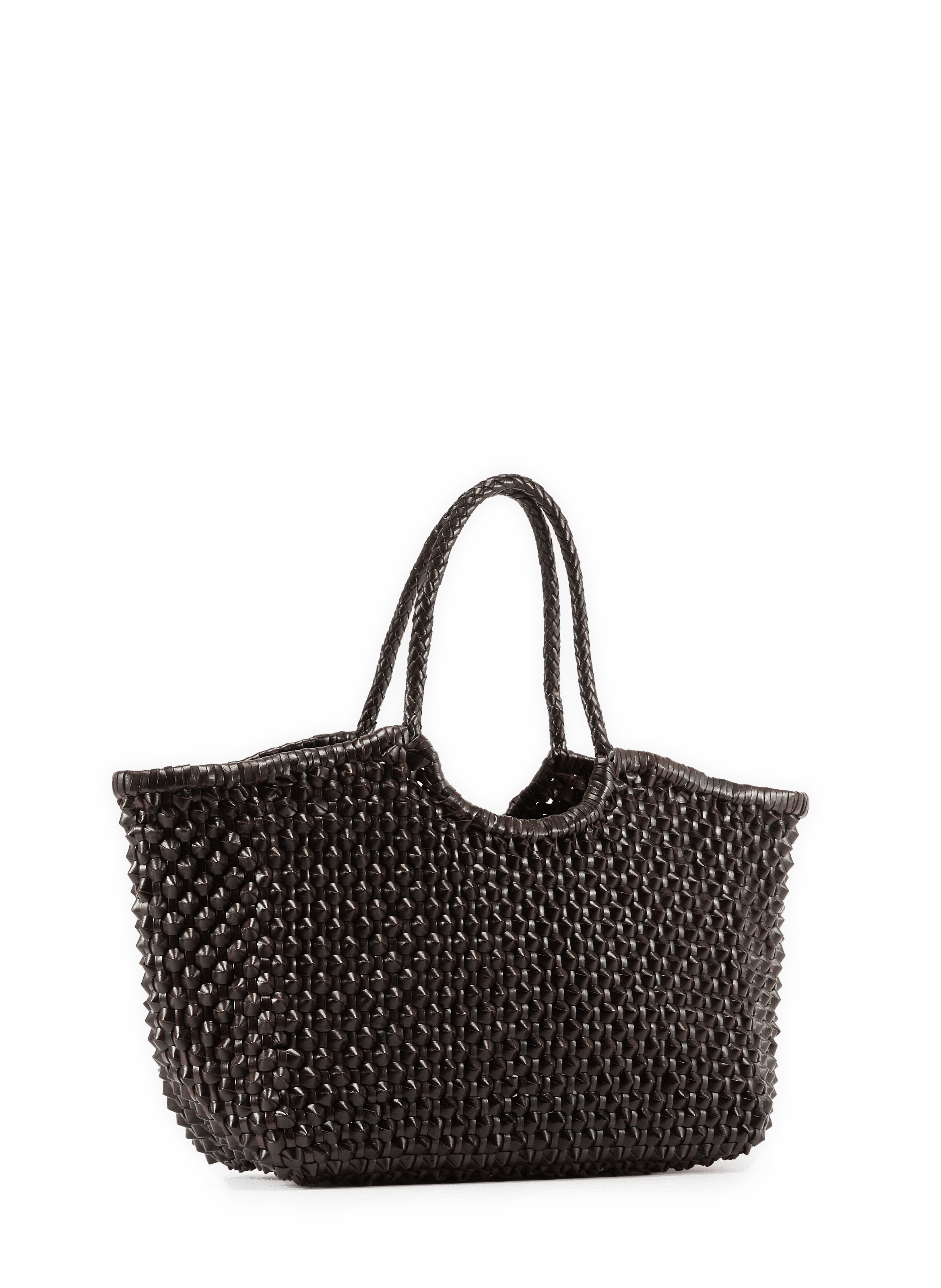 Large woven leather basket DRAGON DIFFUSION Brown