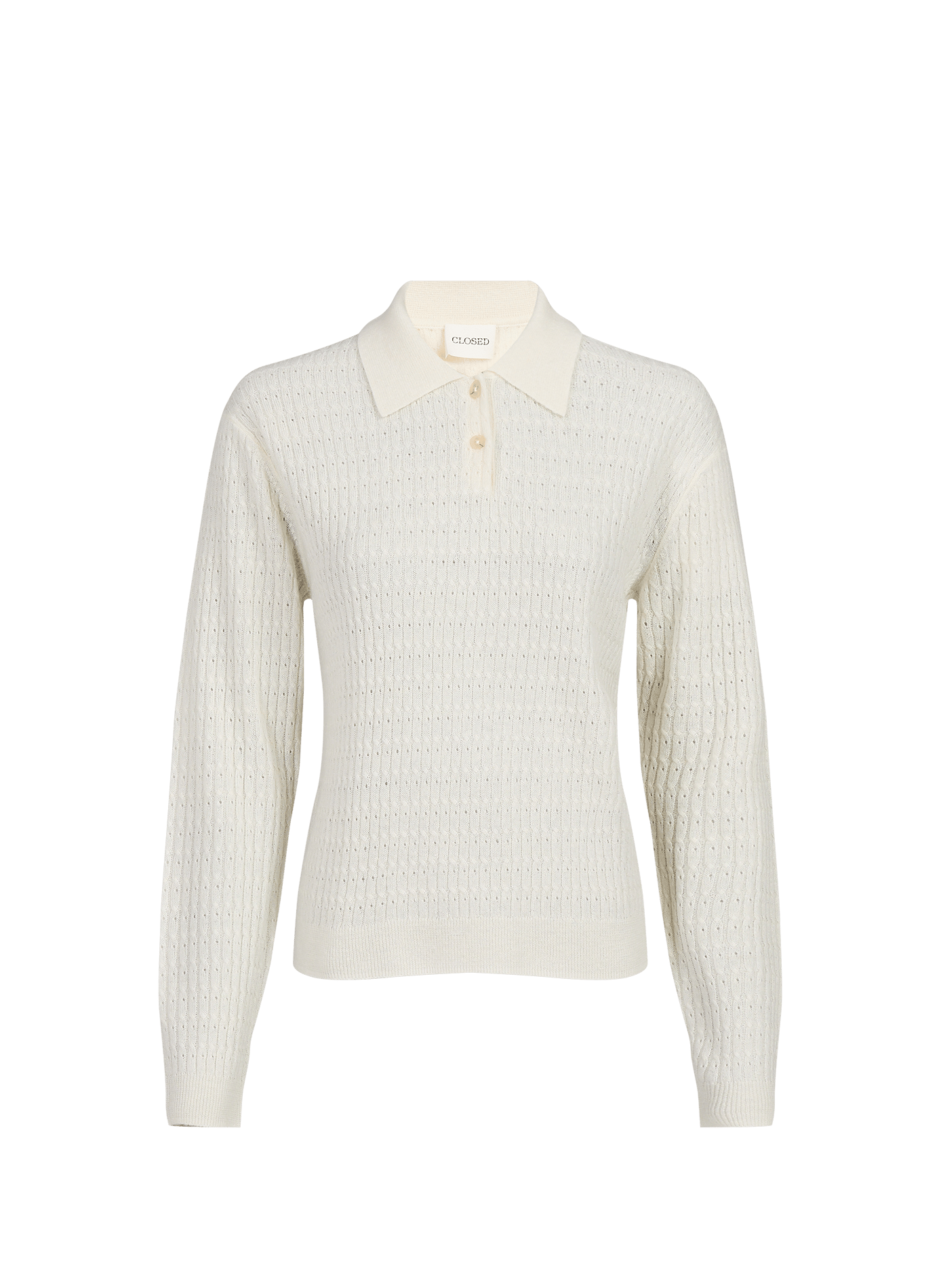 Straight fit wool blend polo collar sweater CLOSED White