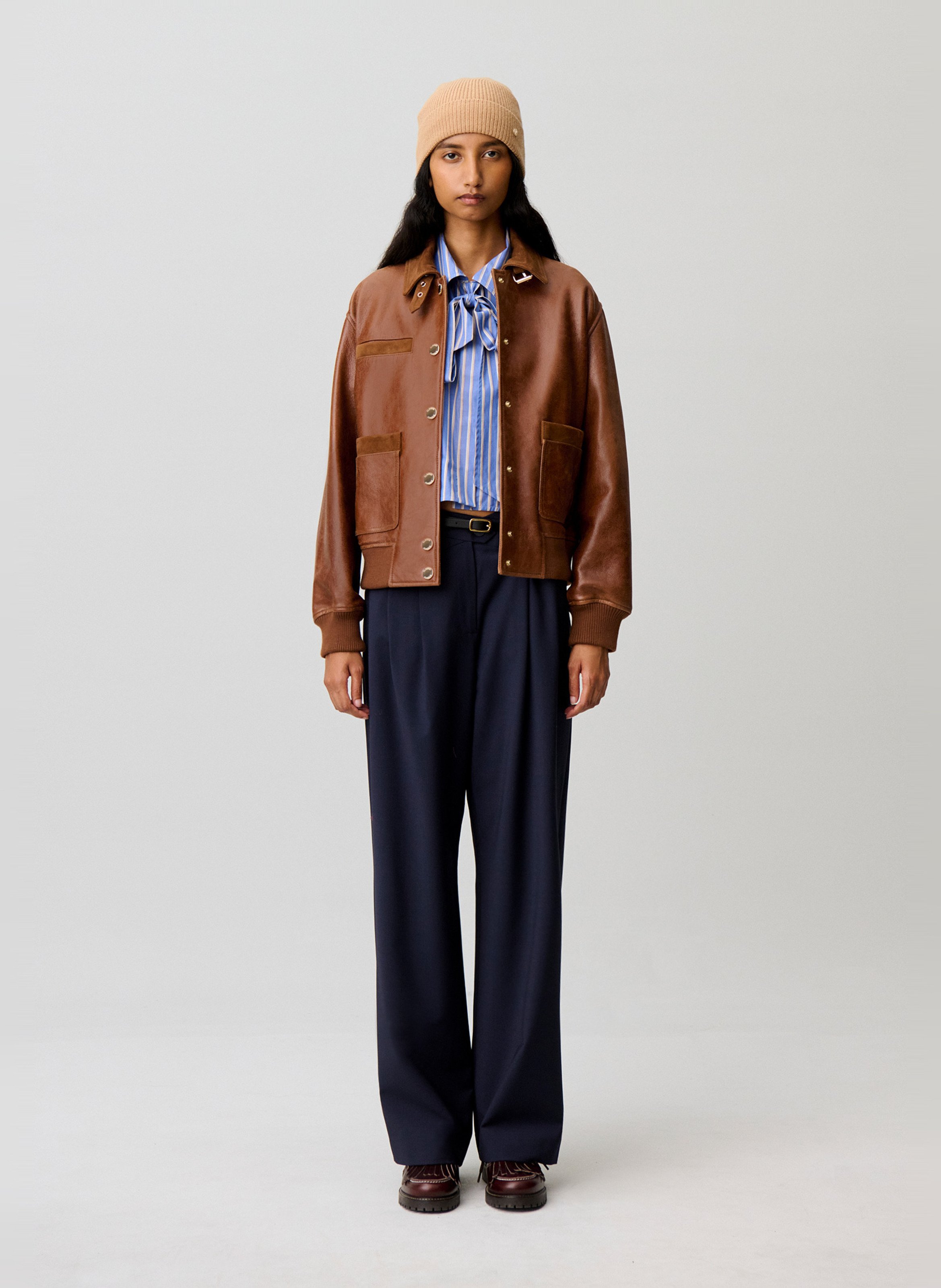 Pantalon tailleur ample uni en laine mélangée CLAUDIE PIERLOT Bleu
