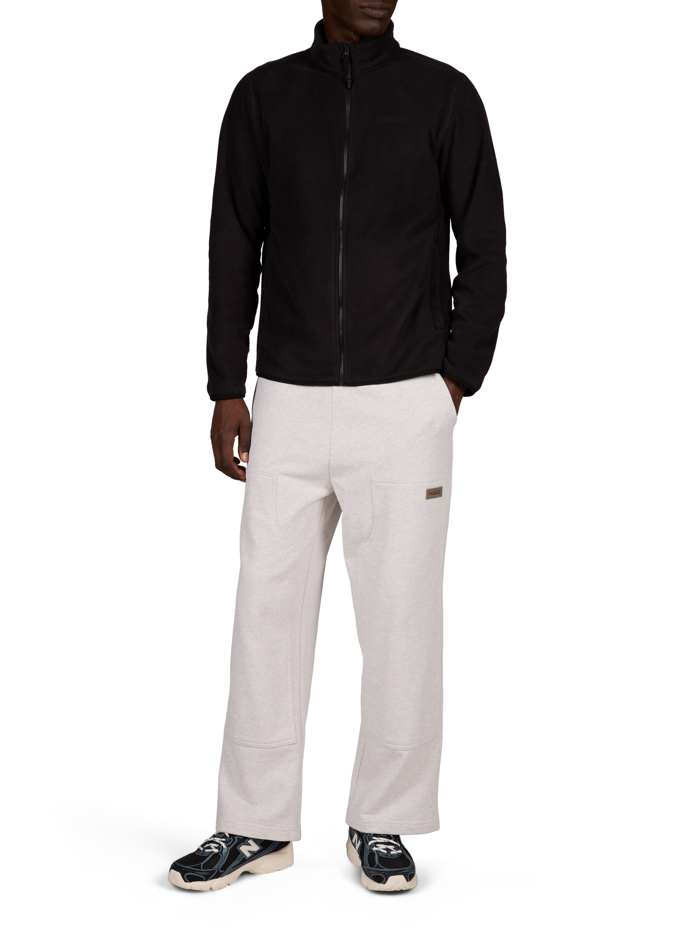 Plain zip-up high-neck fleece TIMBERLAND Black