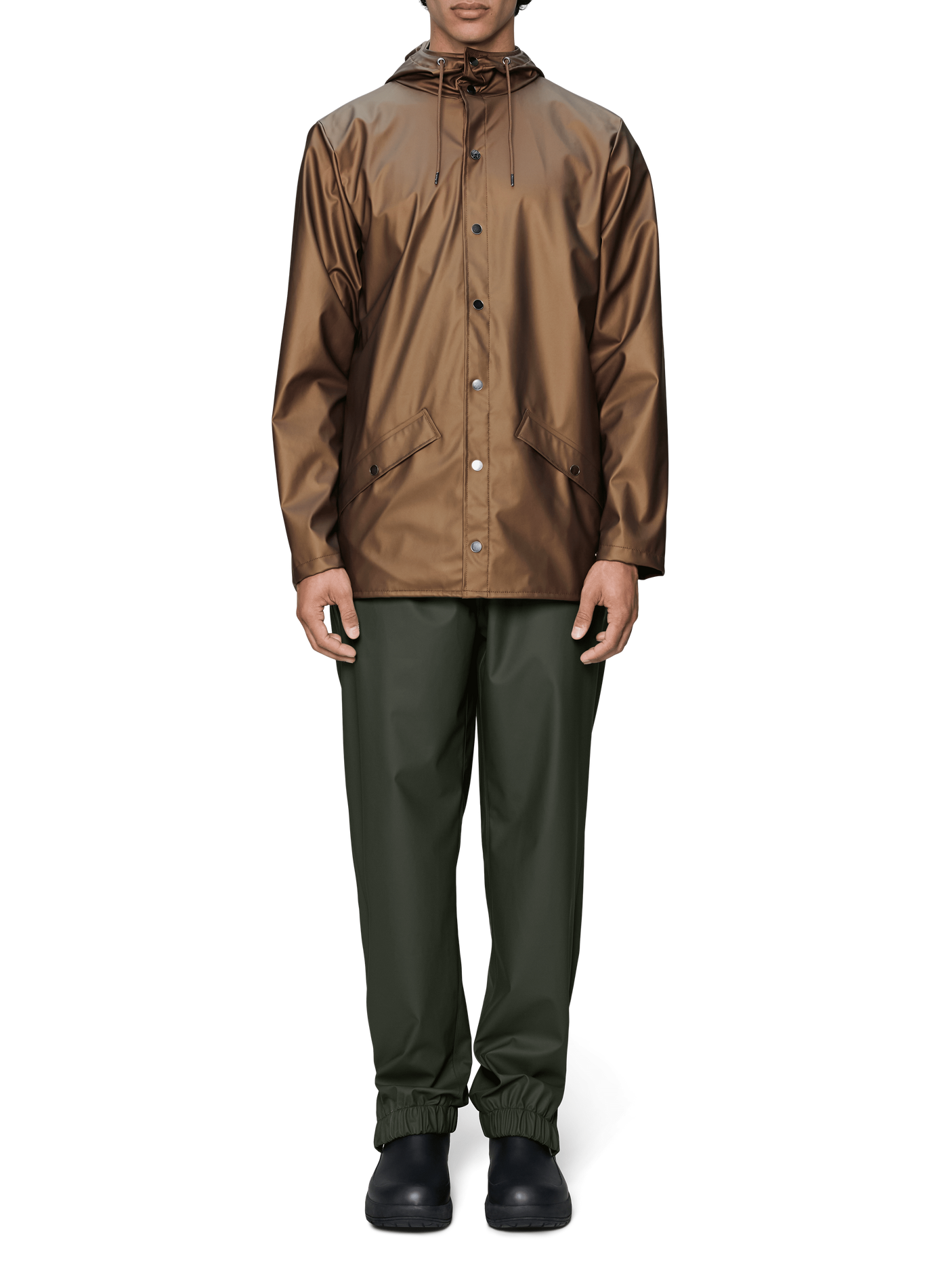 Hooded straight raincoat | Brown RAINS Men