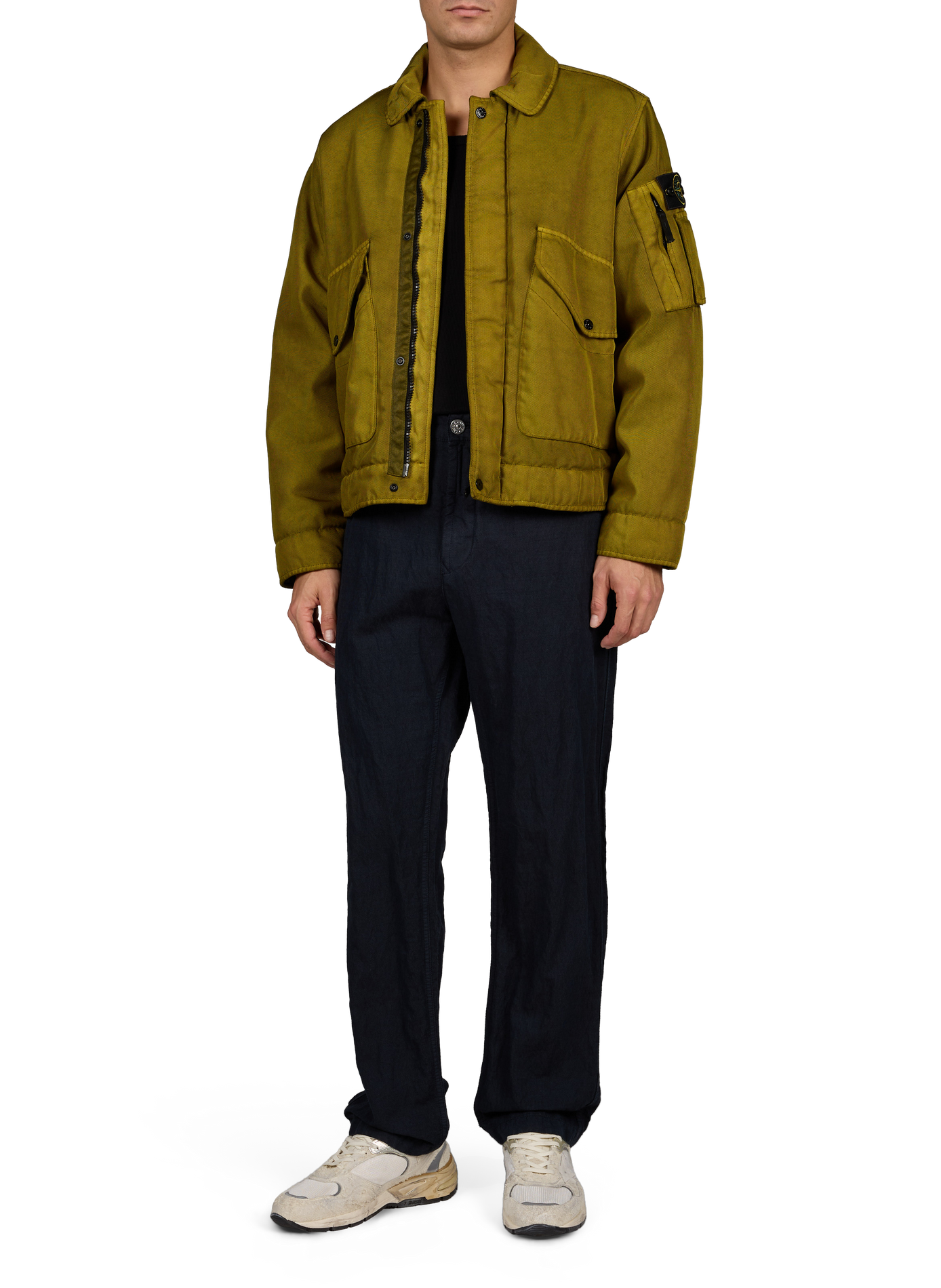 Straight jacket with classic collar STONE ISLAND Khaki
