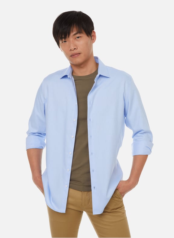 Chemise slim Kent en coton sergé Bleu by SEIDENSTICKER SEIDENSTICKER Chemise slim Kent en coton sergé Bleu