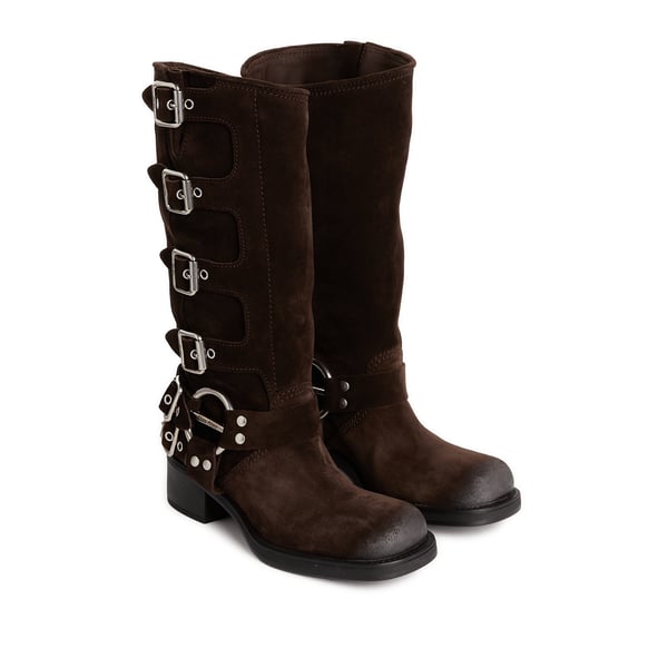 Bottes à sangles en cuir