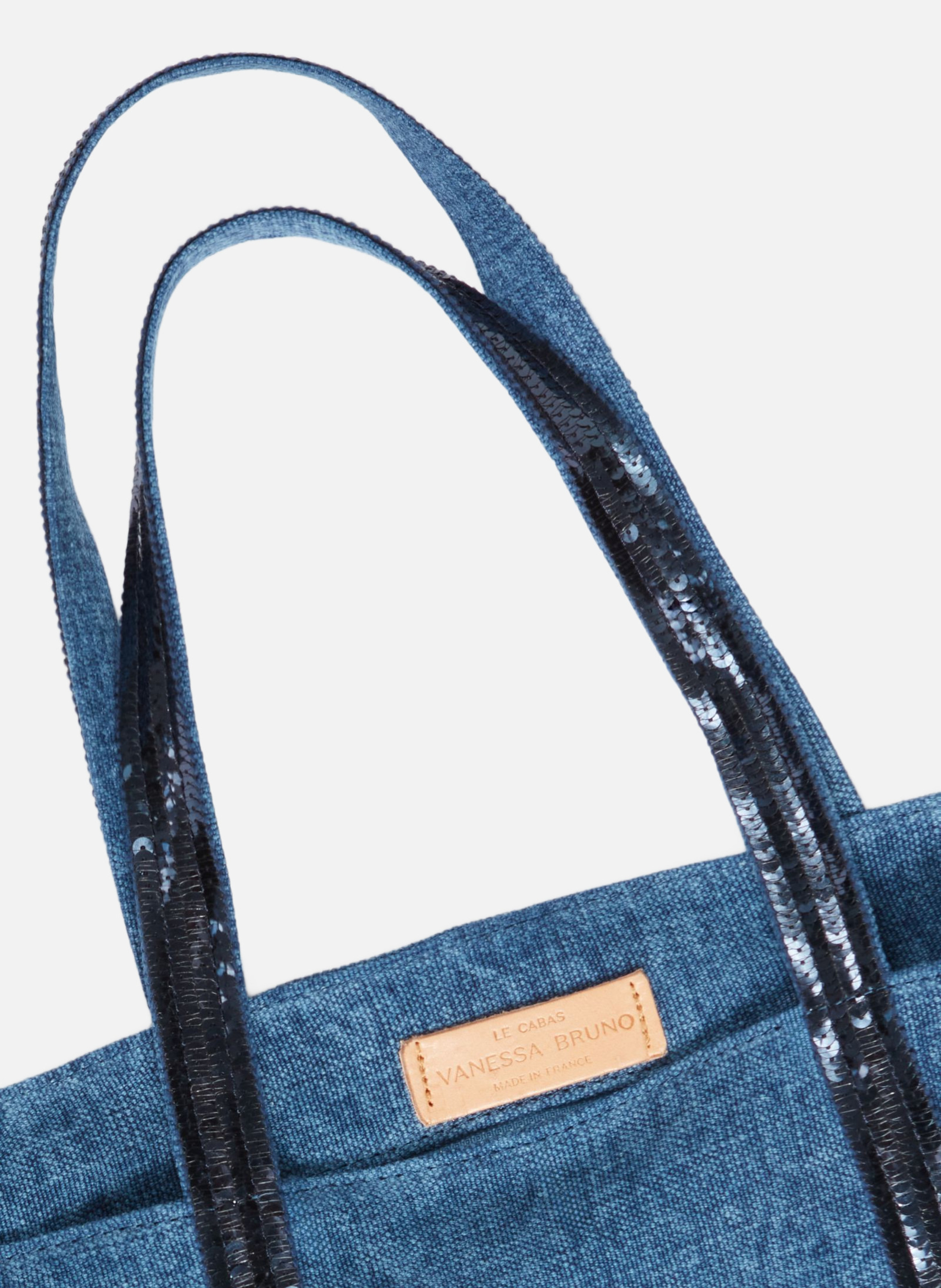 Cabas l zippé en lin Bleu