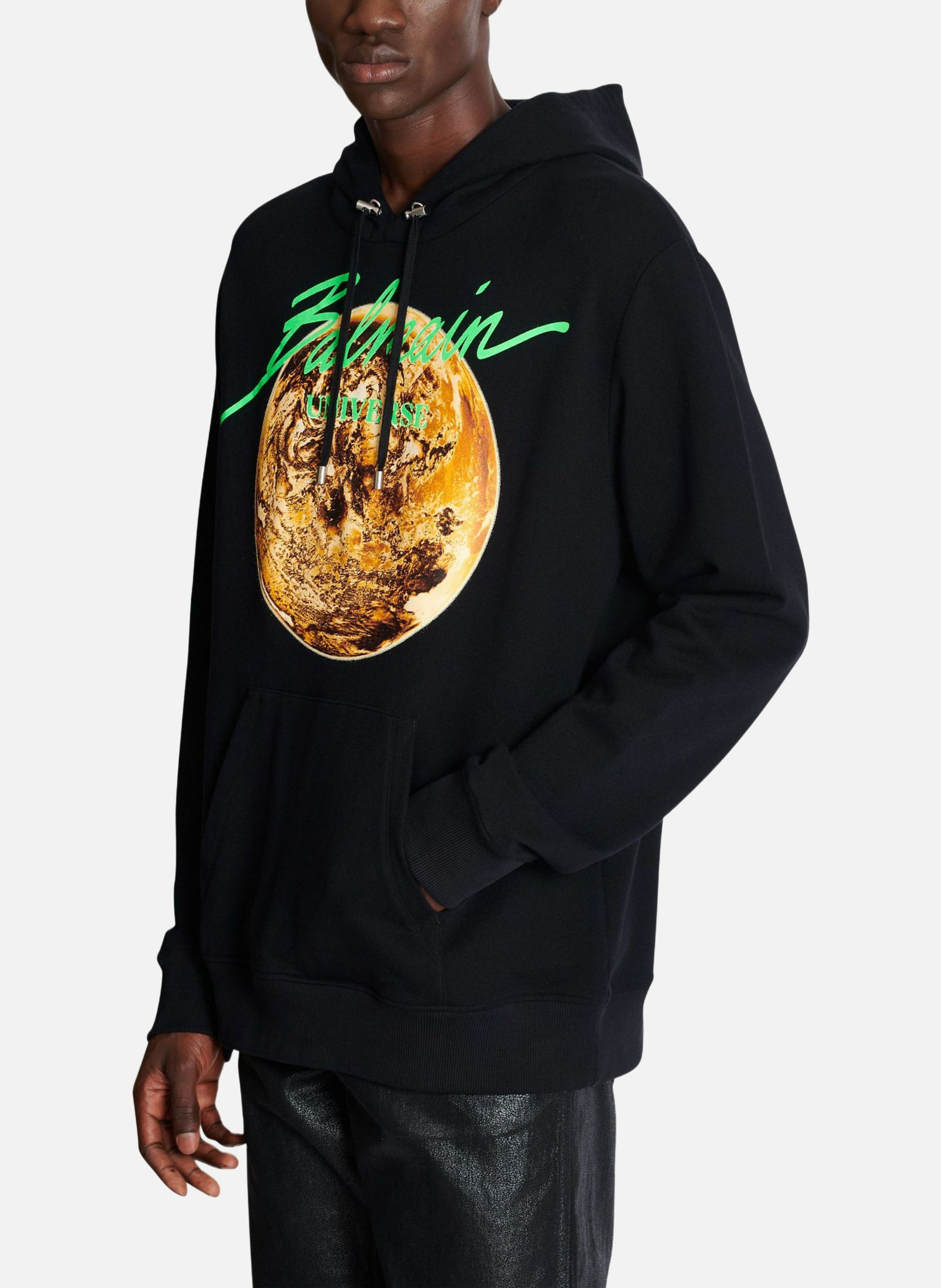 Hoodie imprimé balmain universe logo et planète BALMAIN Noir