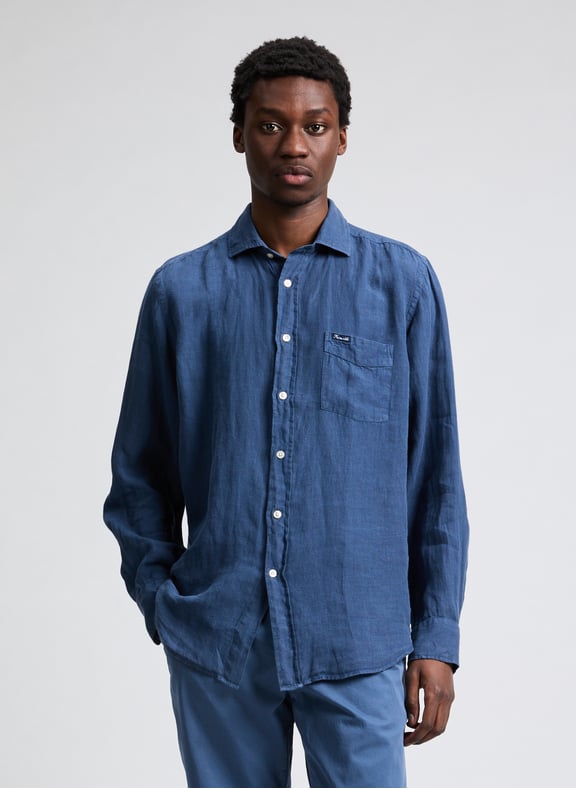 Chemise droite en lin Bleu by FACONNABLE FACONNABLE Chemise droite en lin Bleu