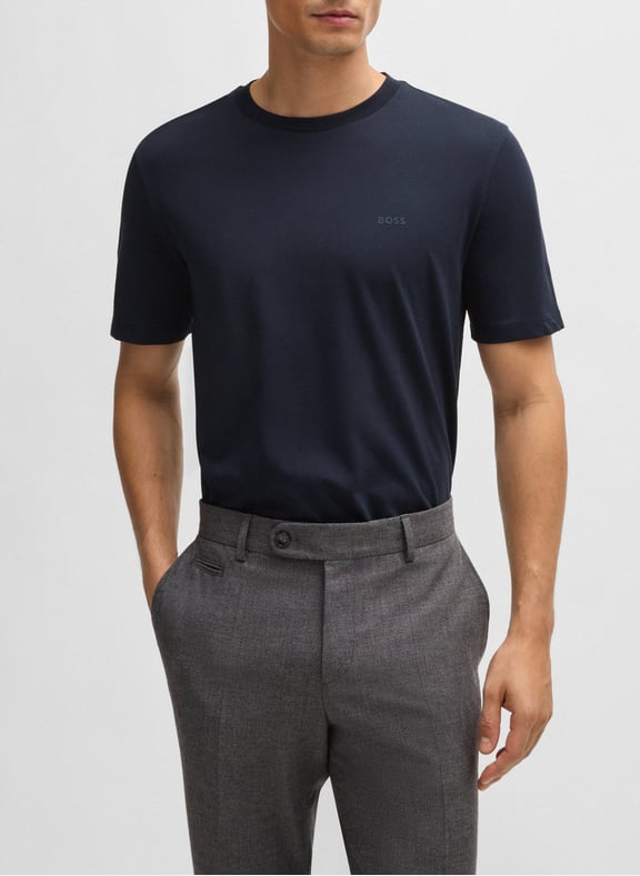 Tee-shirt col rond droit en coton Bleu by BOSS BOSS Tee-shirt col rond droit en coton Bleu