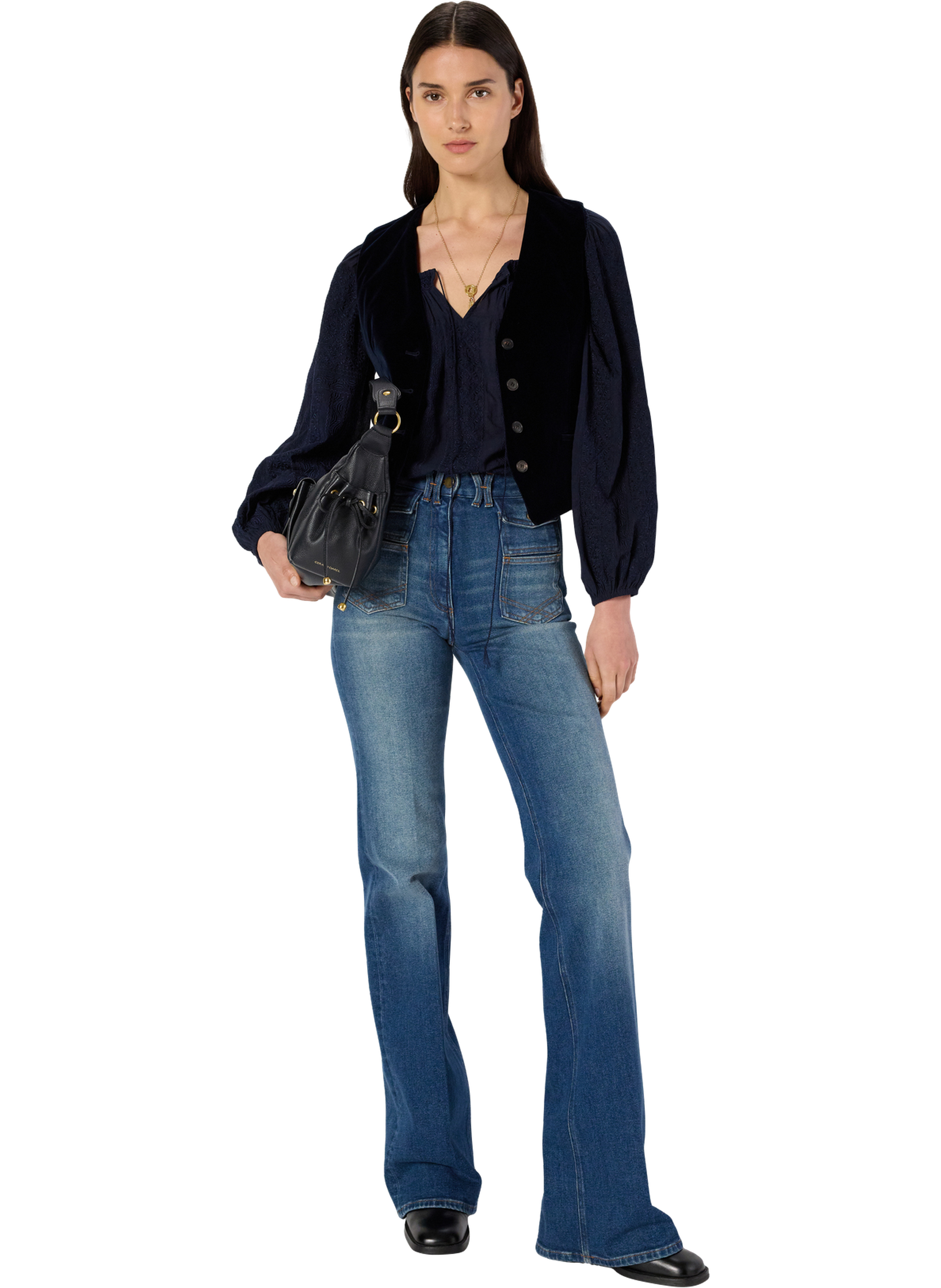 Gilet de tailleur en velours ras - nais GERARD DAREL Bleu