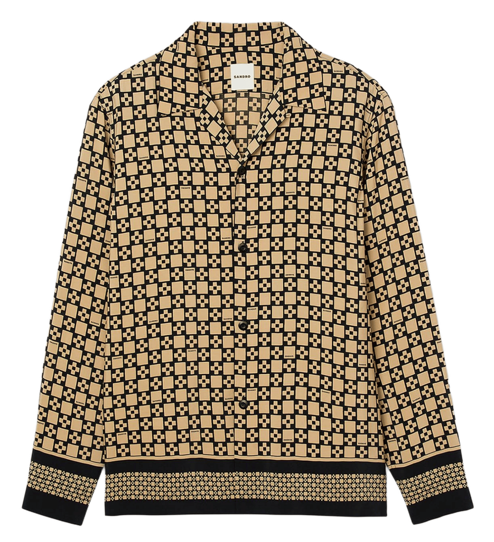 Chemise droite col cubain SANDRO Beige