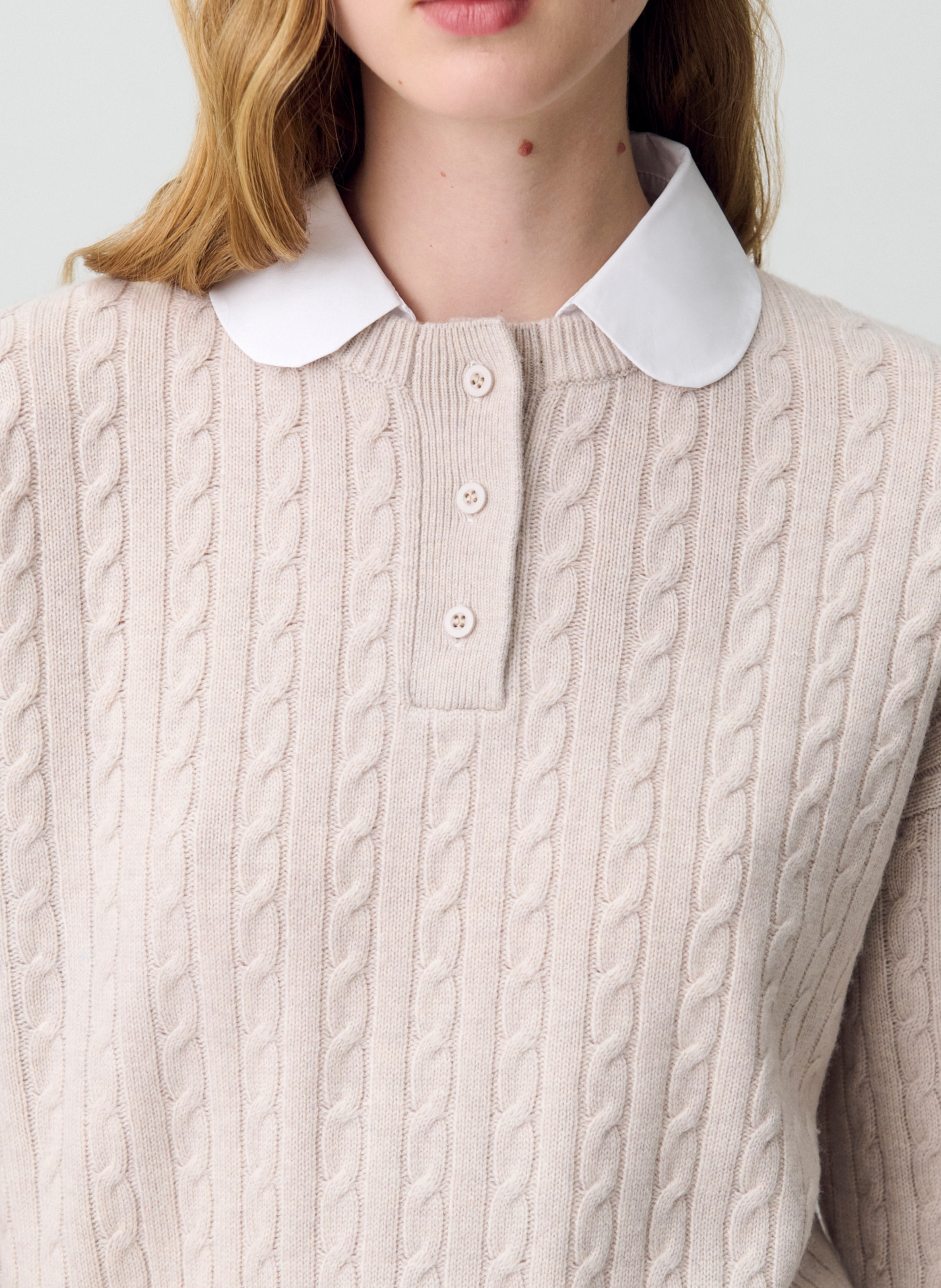 Pull col claudine en laine mélangée CLAUDIE PIERLOT Beige