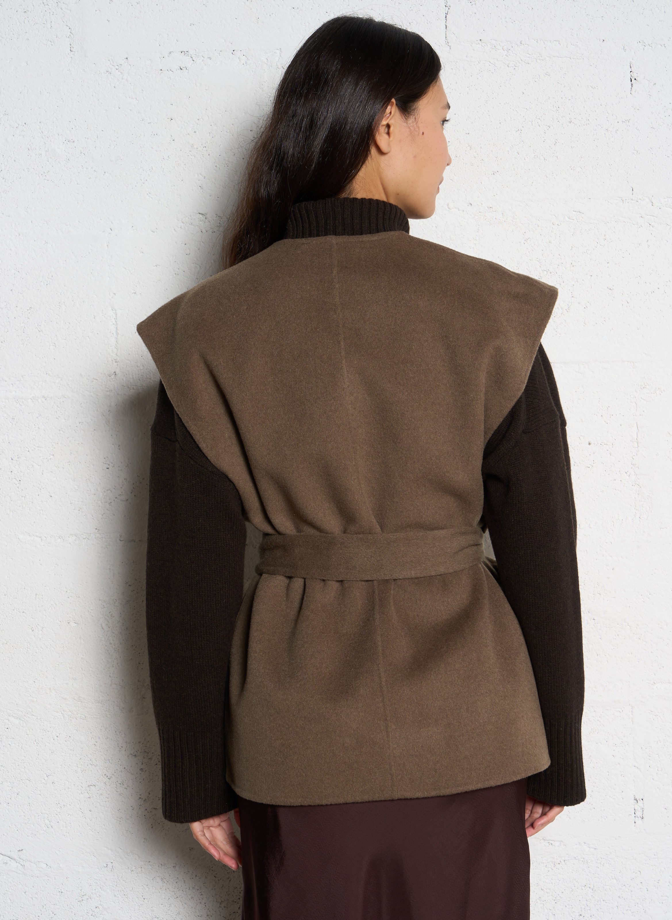 Veste ample col v en laine mélangée evasion SOEUR Beige