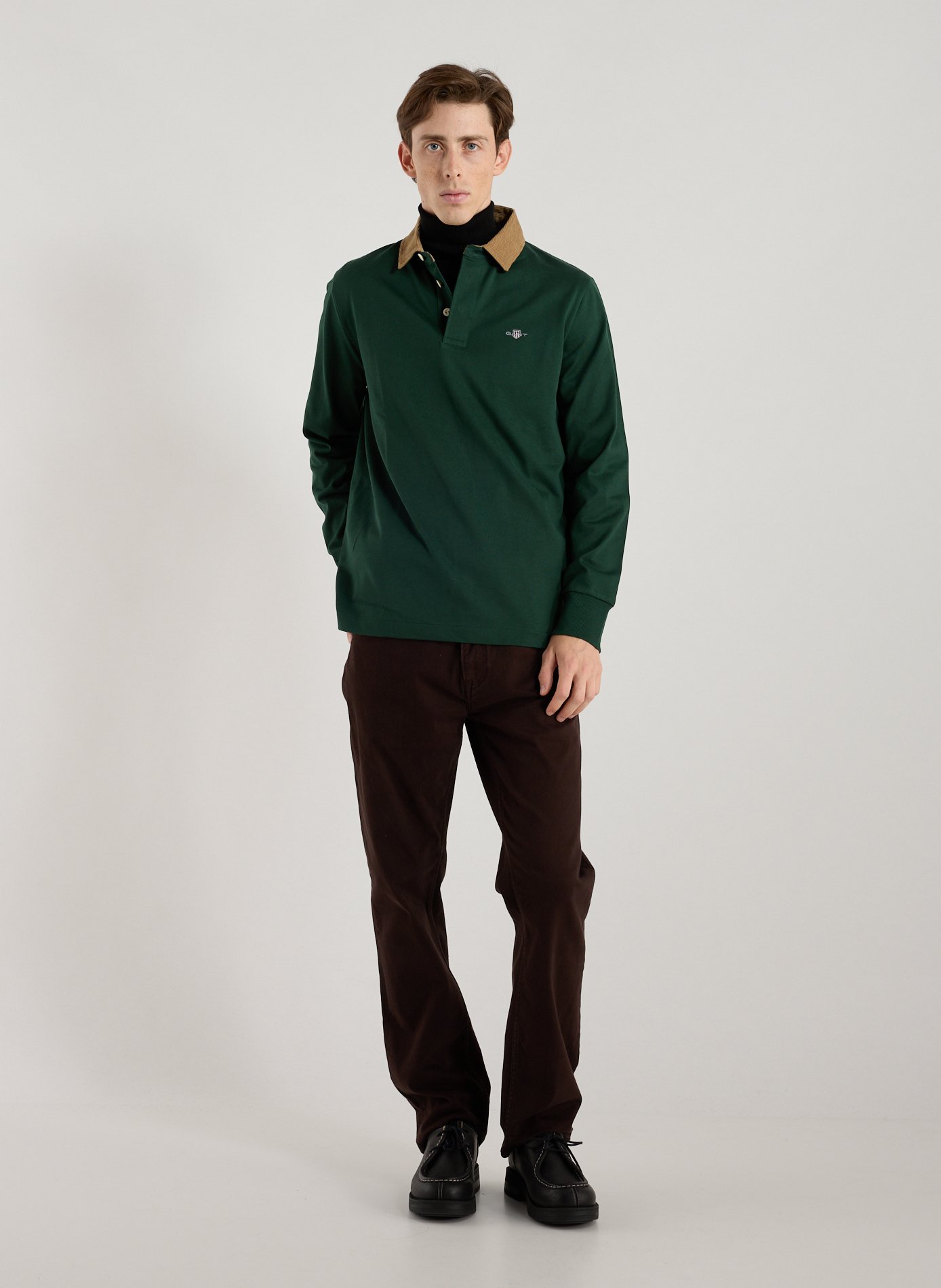 Long-sleeved cotton polo shirt GANT Green