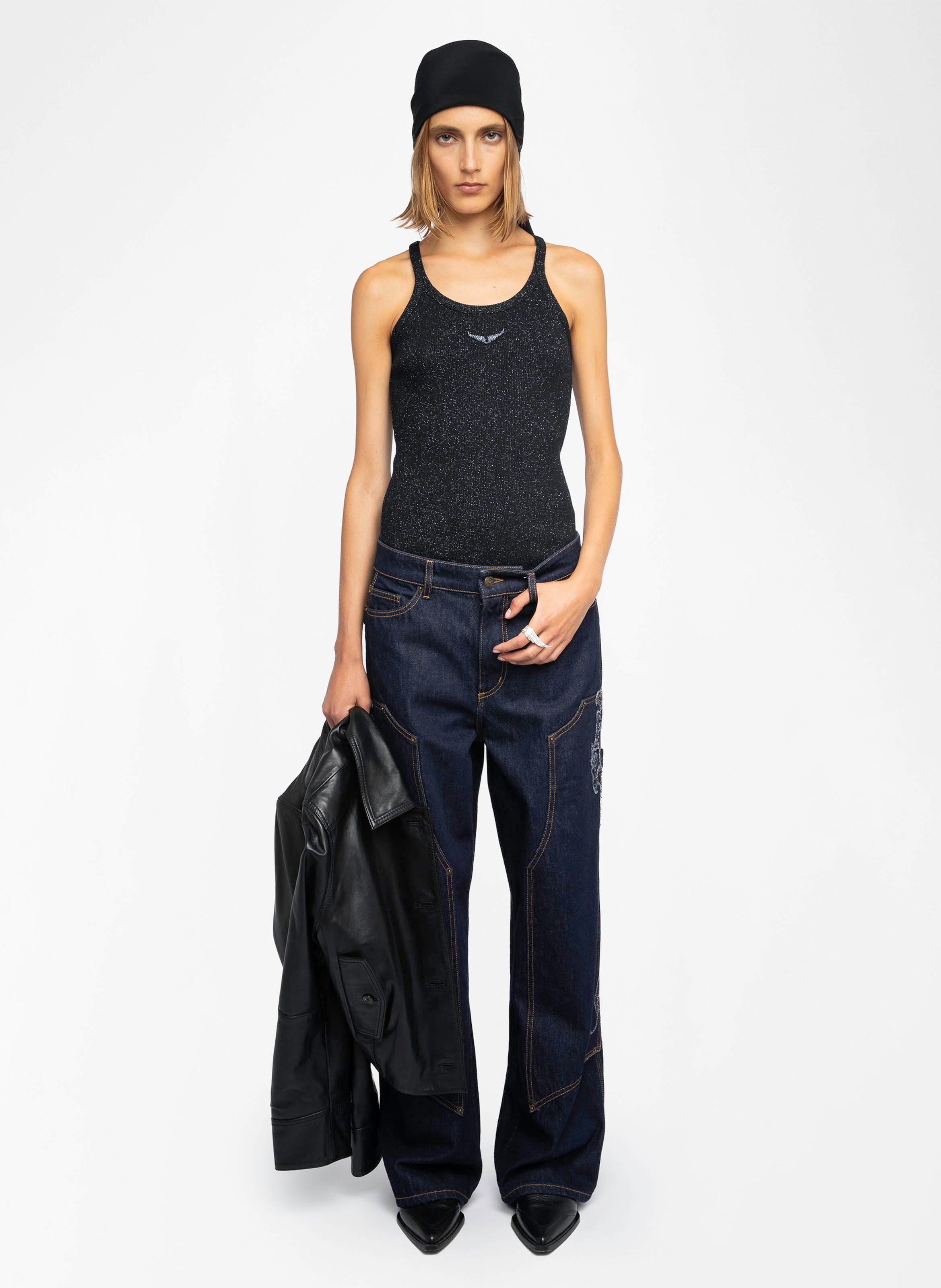 Débardeur col rond en coton mélangé alba ZADIG&VOLTAIRE Noir