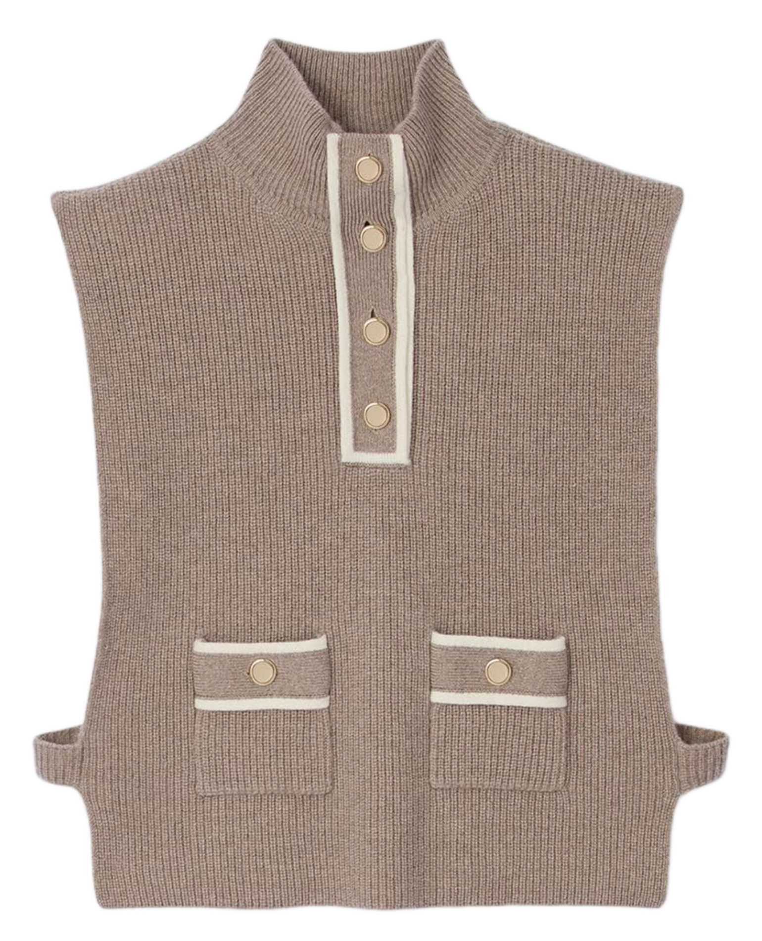 Col à boutons en laine et cachemire SANDRO Beige