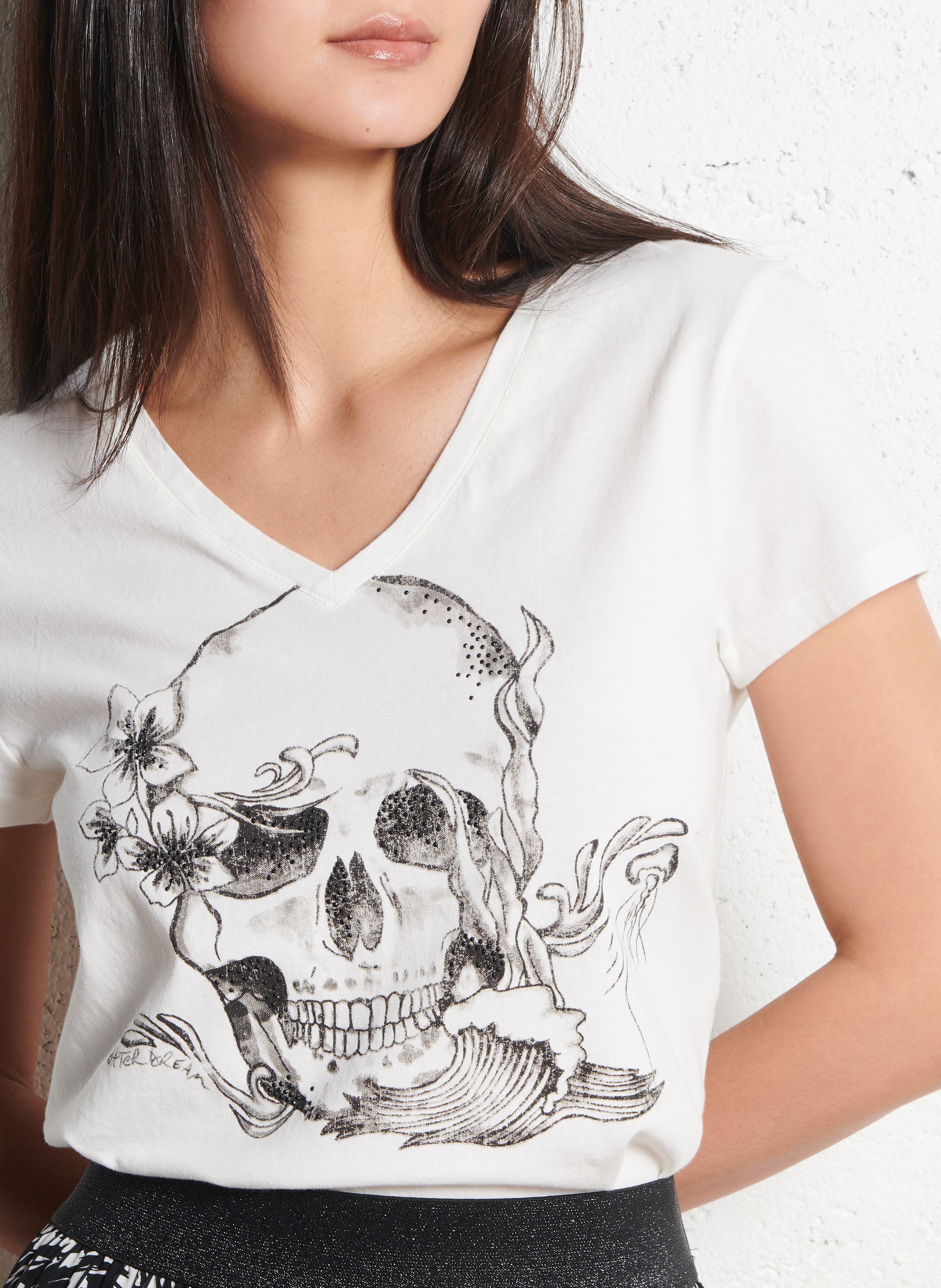 Tee-shirt droit en coton imprimé IKKS Blanc