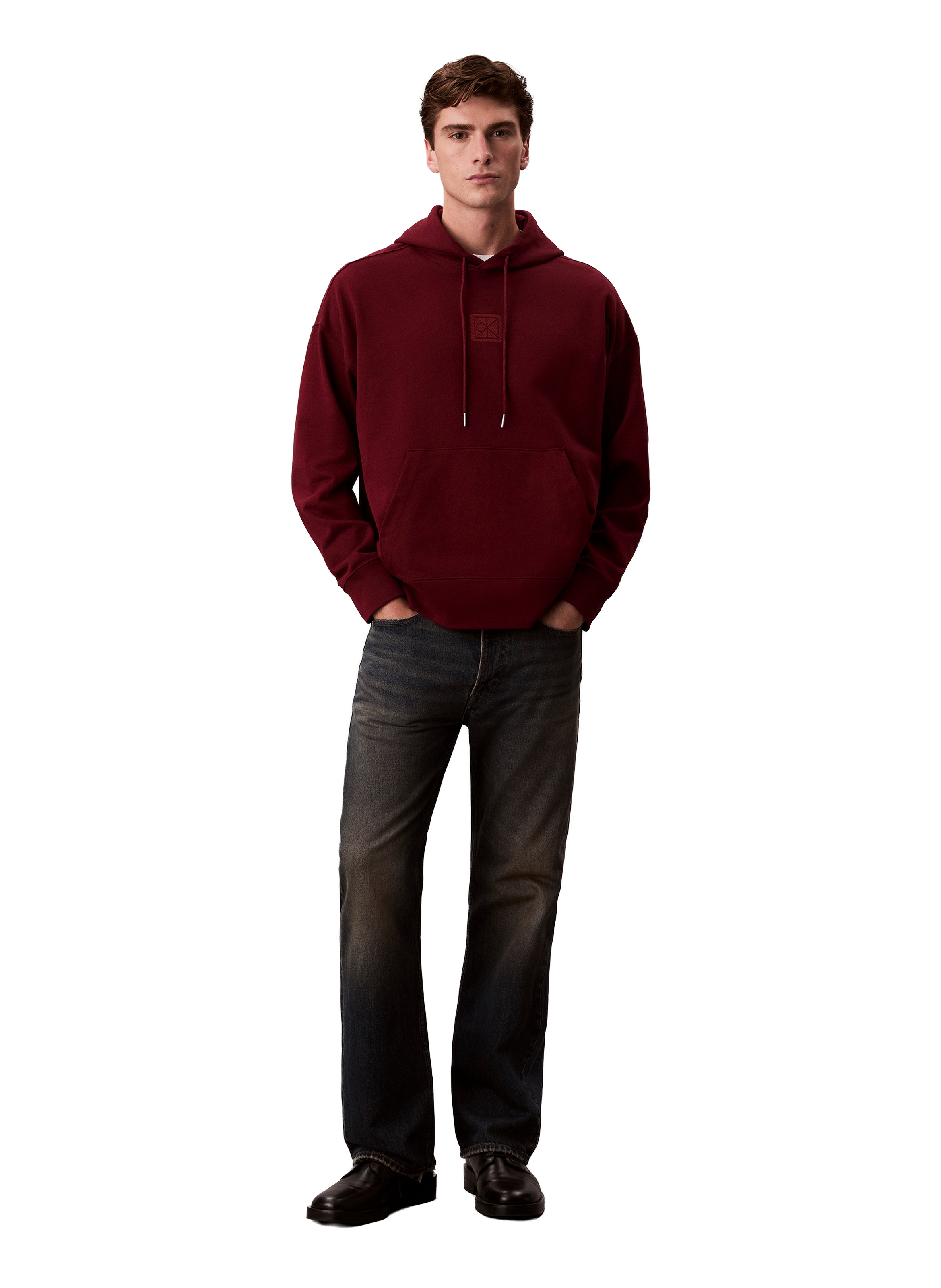 Hoodie en coton mélangé CALVIN KLEIN Rouge