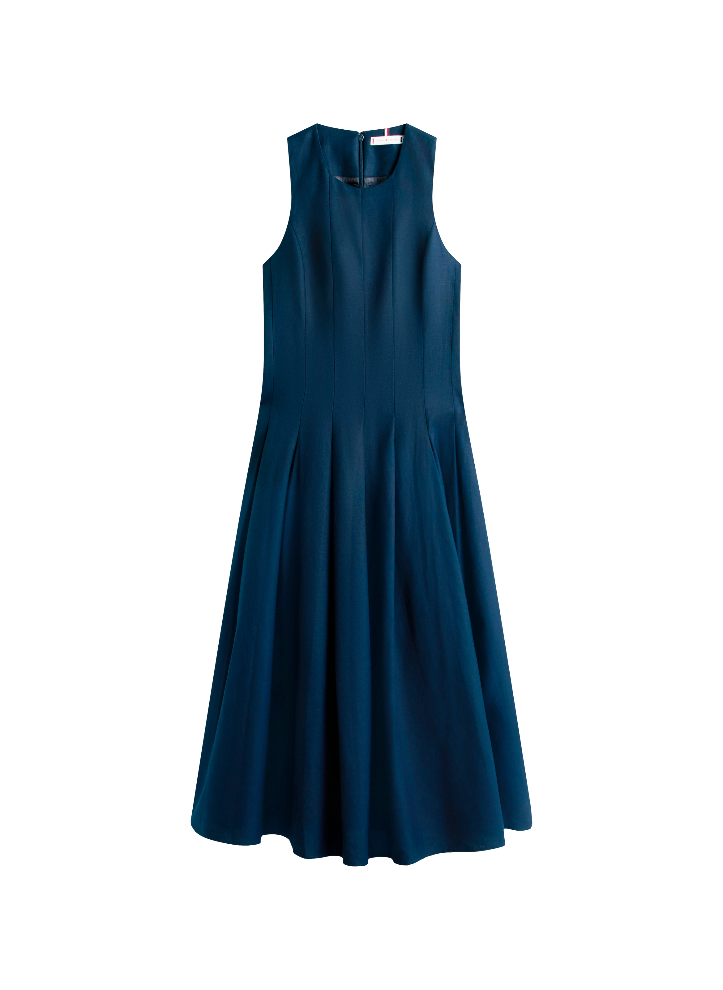 Robe midi en lin mélangé à boutons TOMMY HILFIGER Bleu