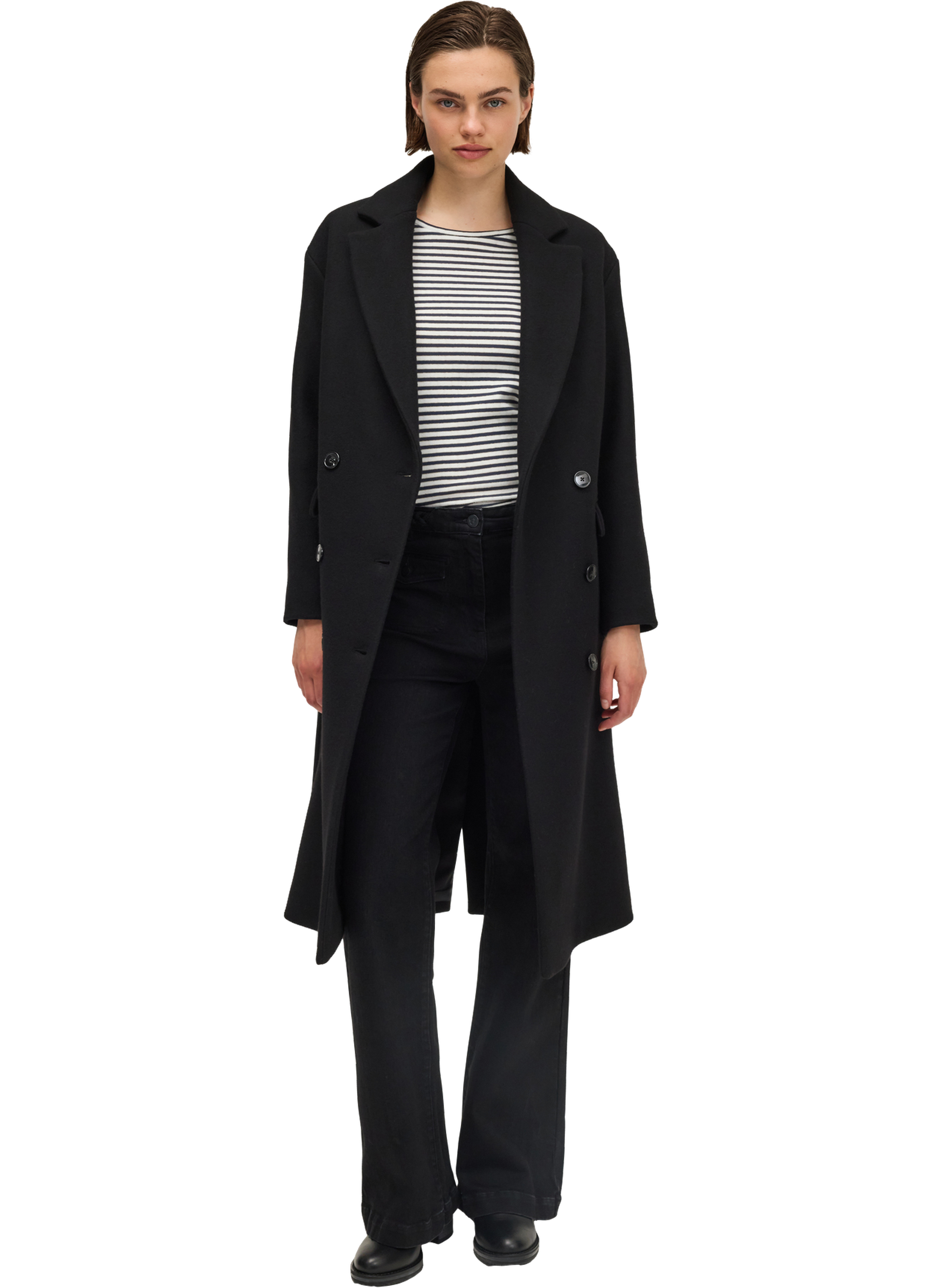 Manteau long croisé uni - milla PABLO Noir