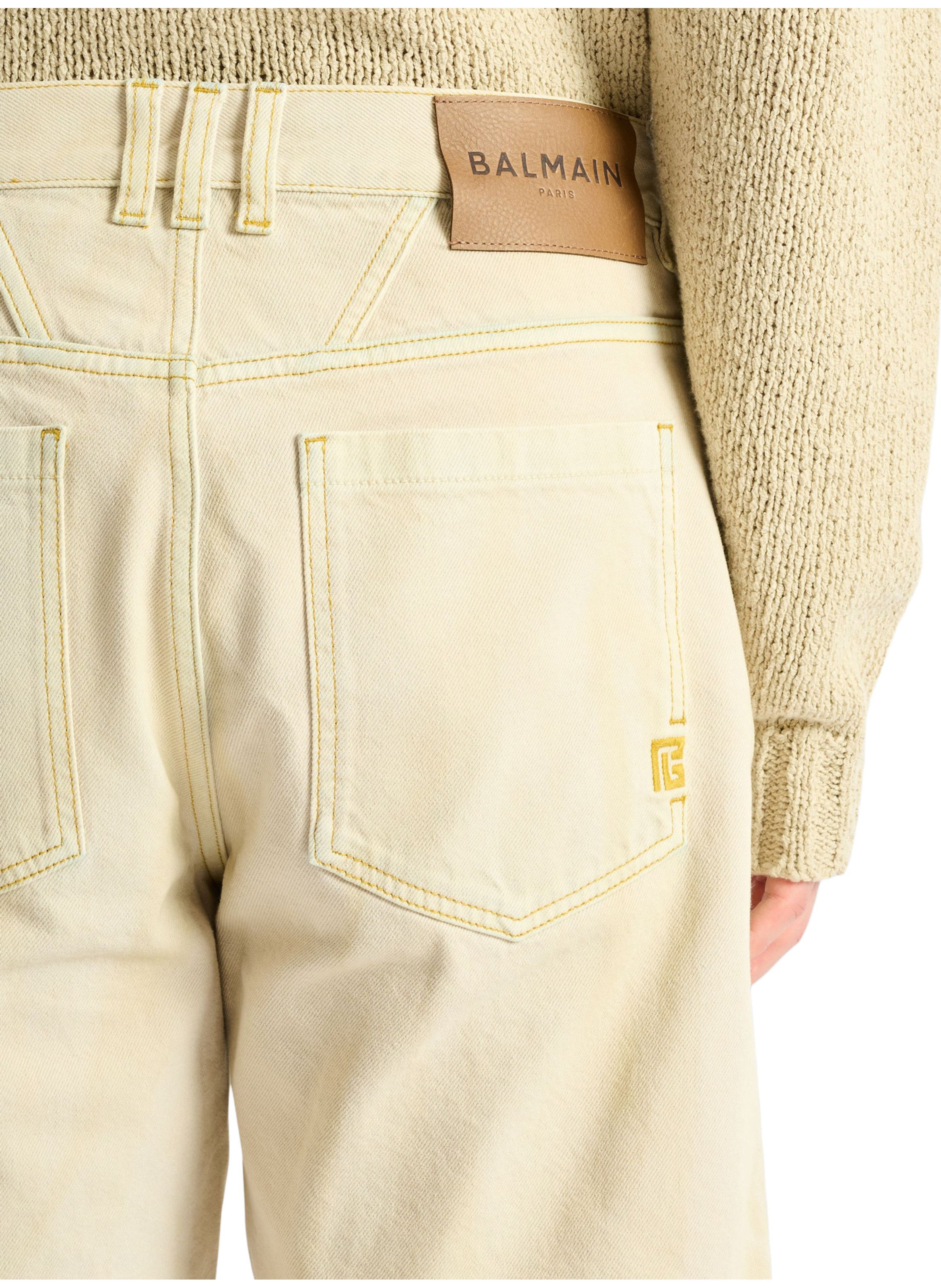 Bermuda en denim délavé BALMAIN Beige