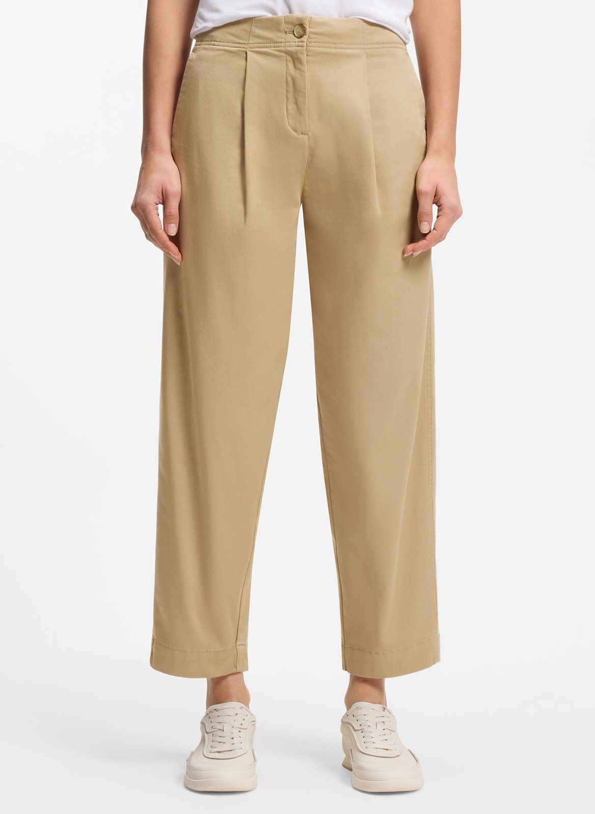Pantalon carotte en coton mélangé BOSS Marron