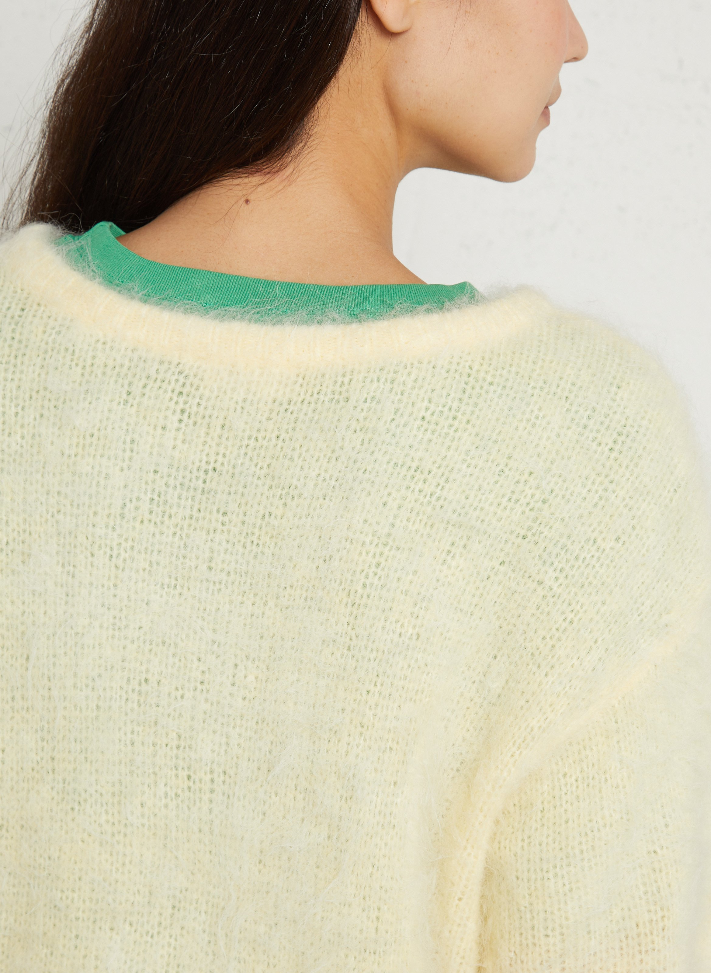 Pull oversize col rond en laine mélangée niby AMERICAN VINTAGE Jaune