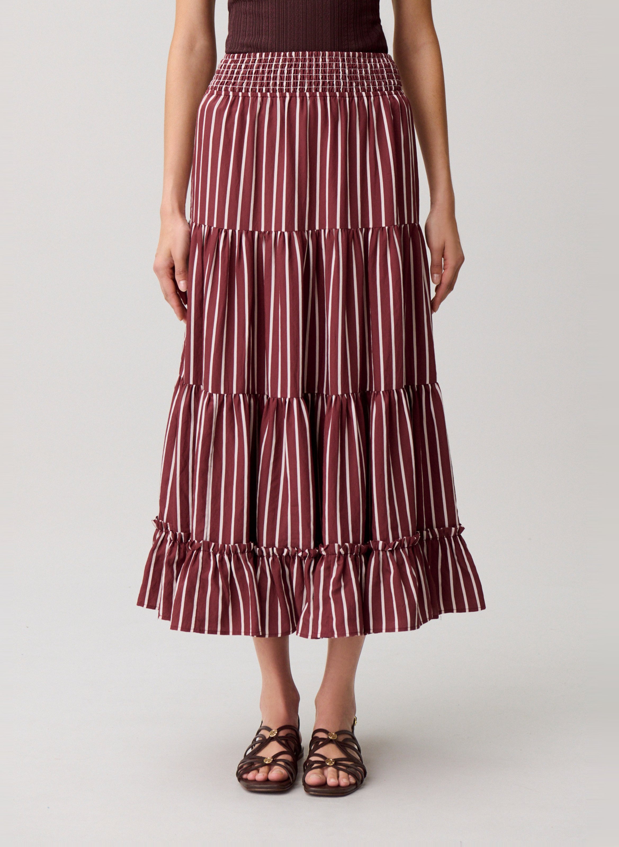 Jupe longue évasée à rayures CLAUDIE PIERLOT Multicolore