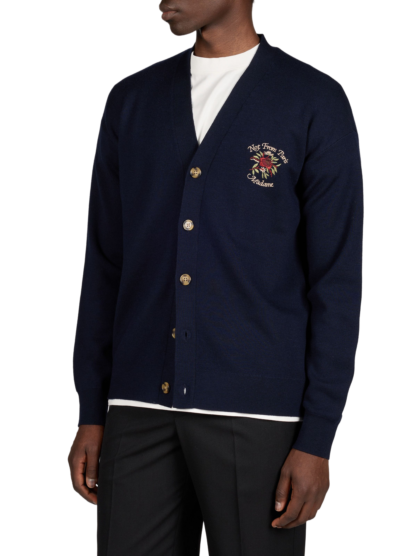 Embroidered merino wool cardigan DROLE DE MONSIEUR